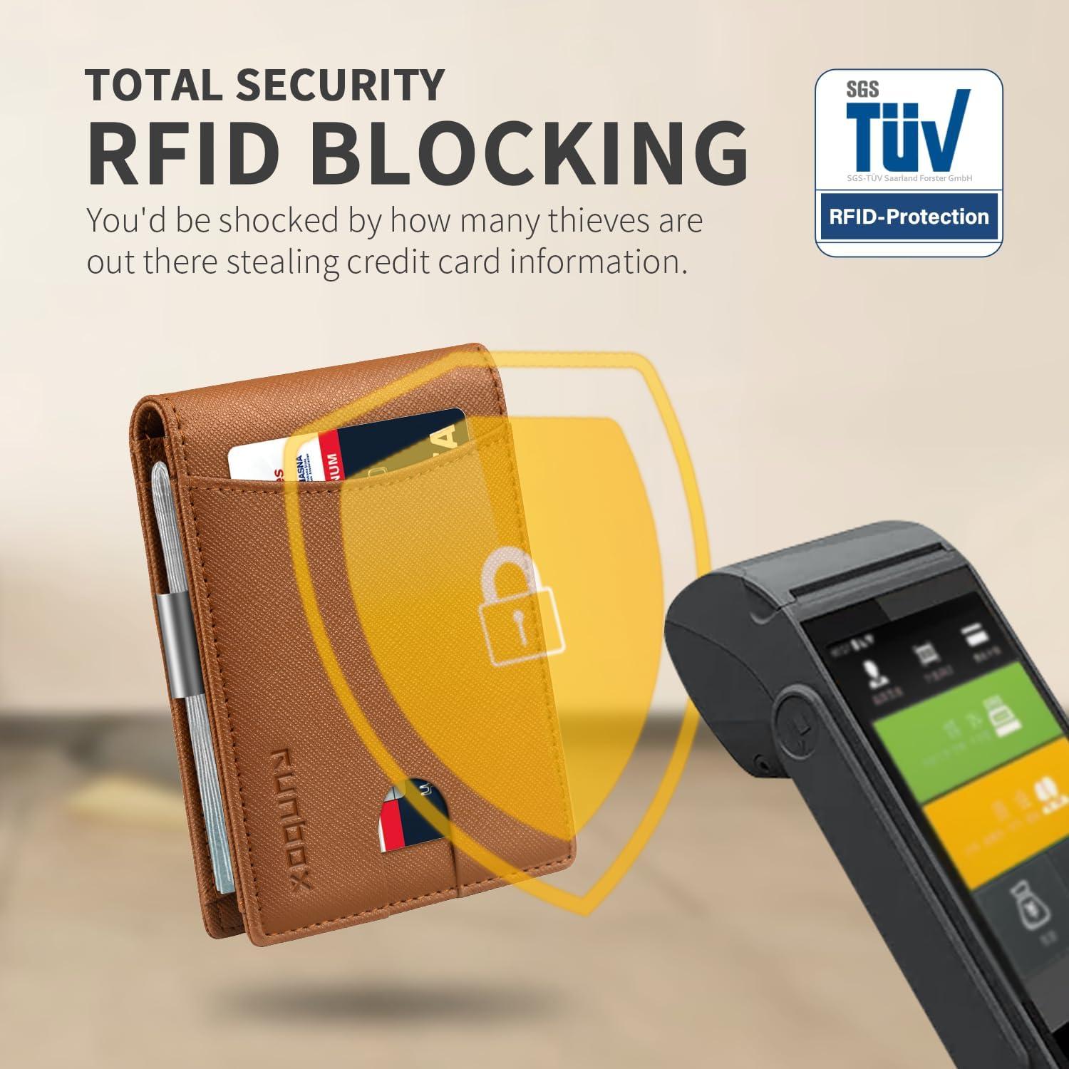 Cartera Bifold RUNBOX para Hombre con Clip de Dinero RFID