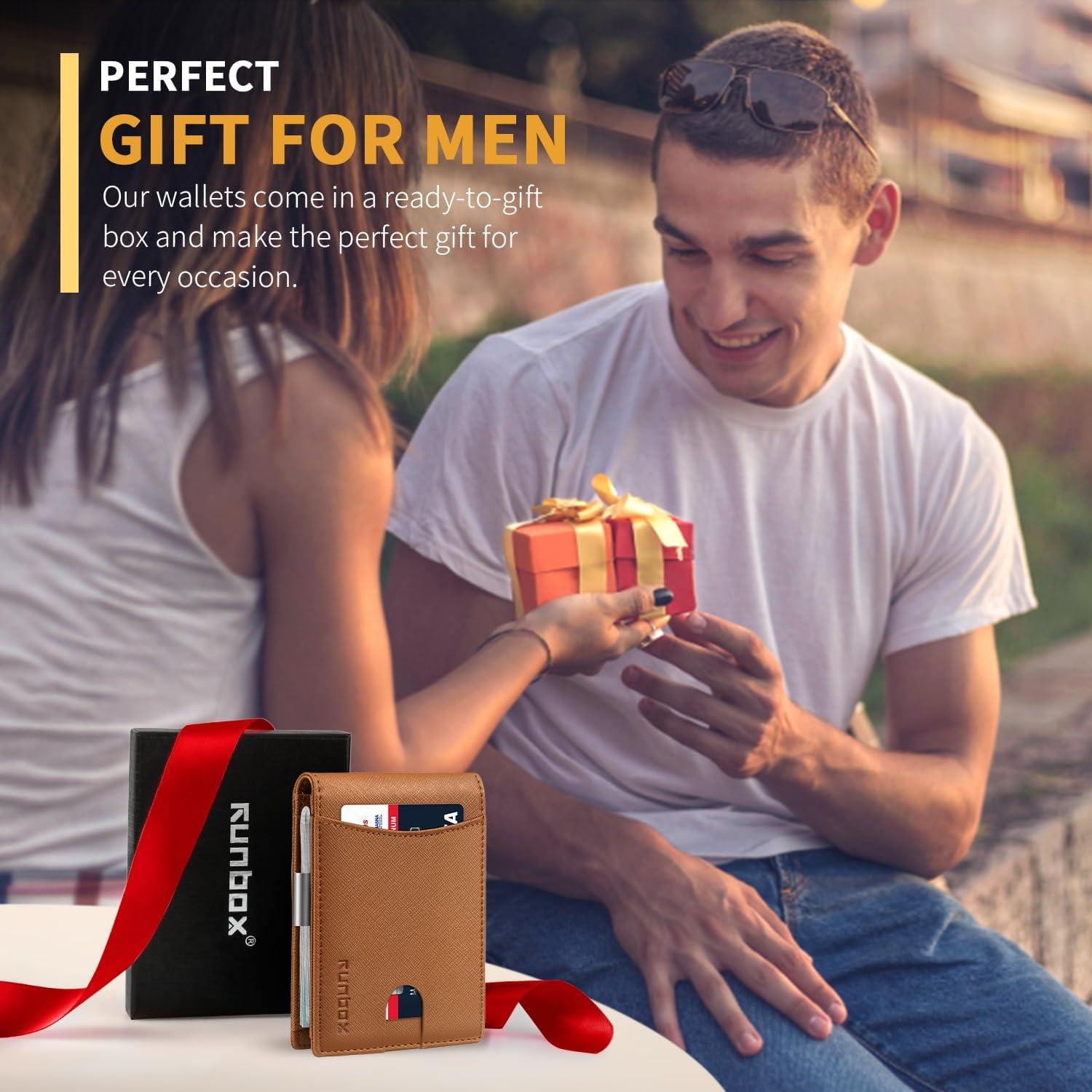 Cartera Bifold RUNBOX para Hombre con Clip de Dinero RFID