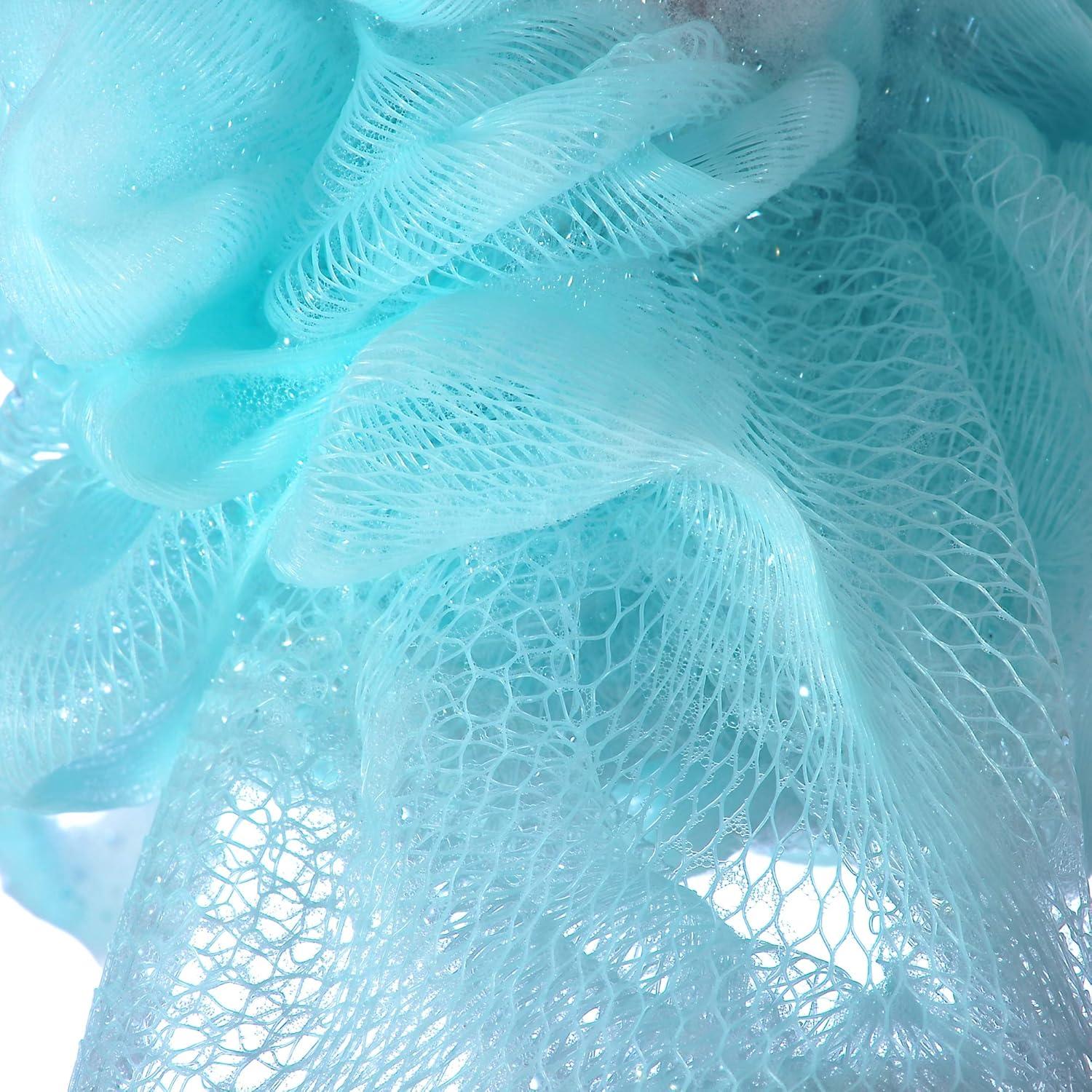 Esponjas de Baño de Malla Puff Iboodi - Paquete de 4 Azul