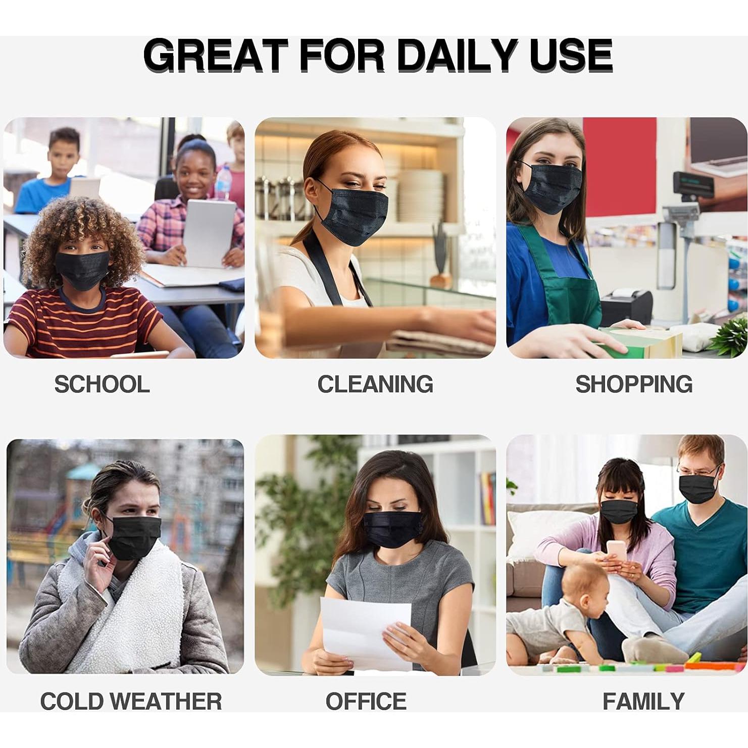 Mascarillas Desechables Negras 3 Capas DC-BEAUTIFUL 100 Pzas