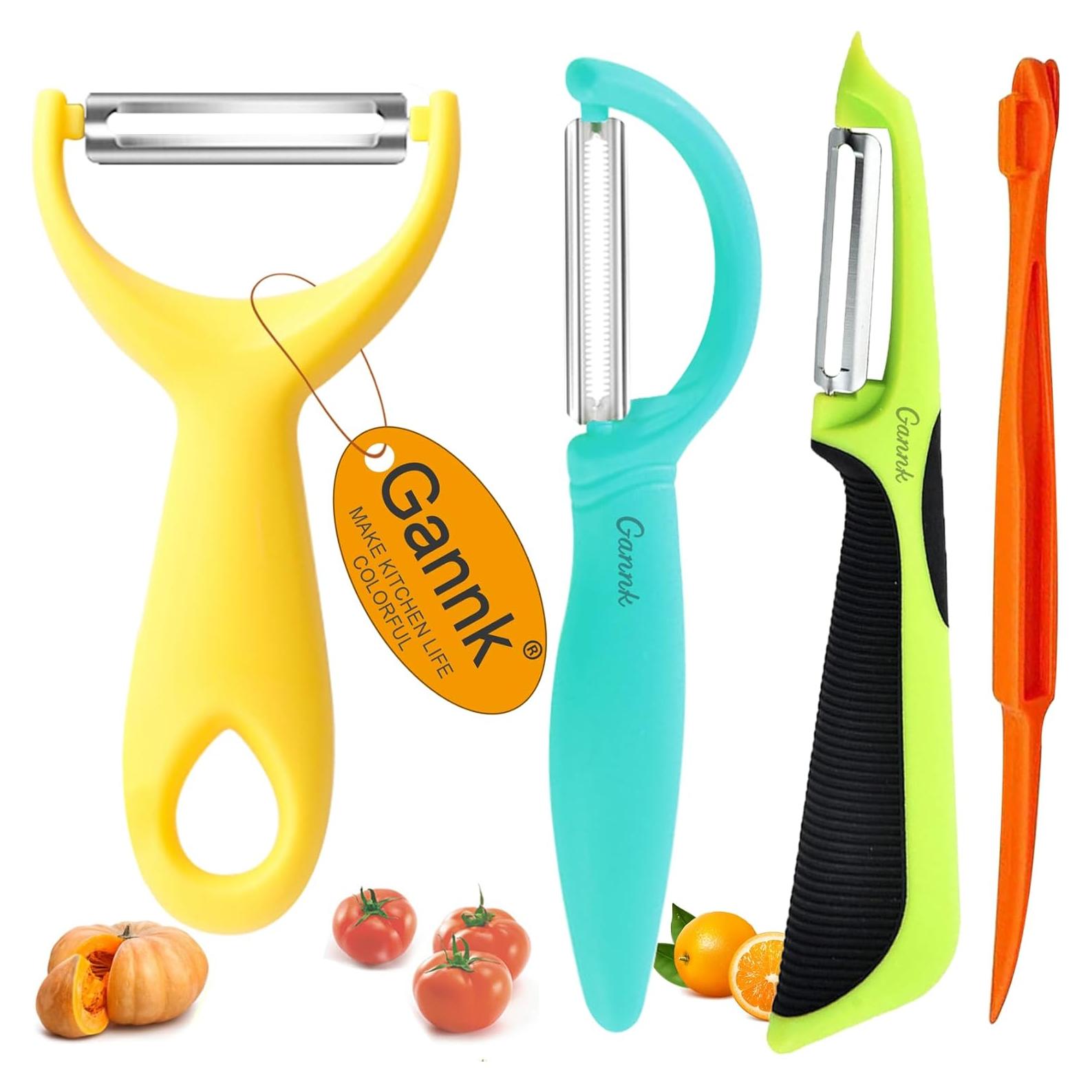 Pelador de Verduras GANNK - Acero Inoxidable, 3 Cuchillas