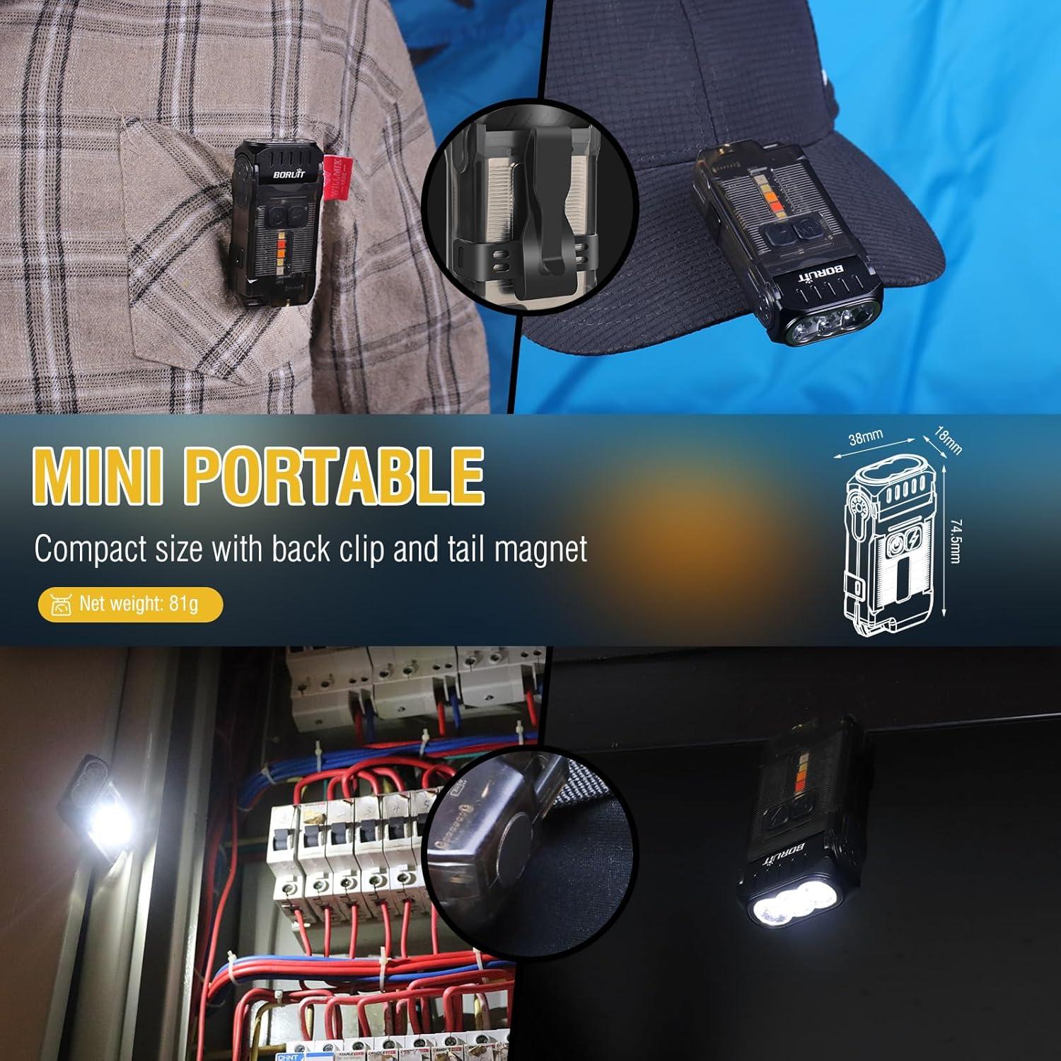 Linterna EDC BORUIT V15 Recargable USB C IP67 10 Modos