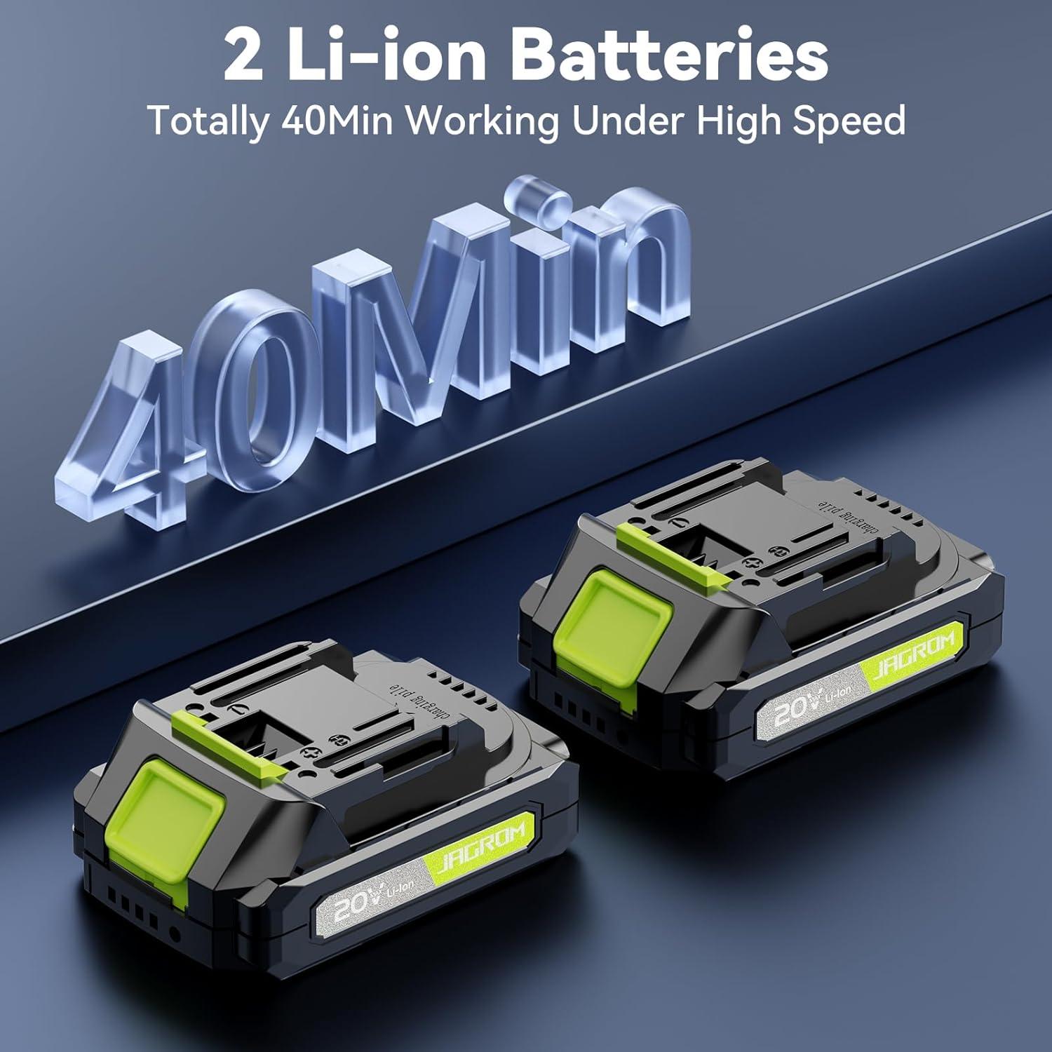 Soplador de Hojas JAGROM Inalámbrico 20V 130 km/h 180 m³/h