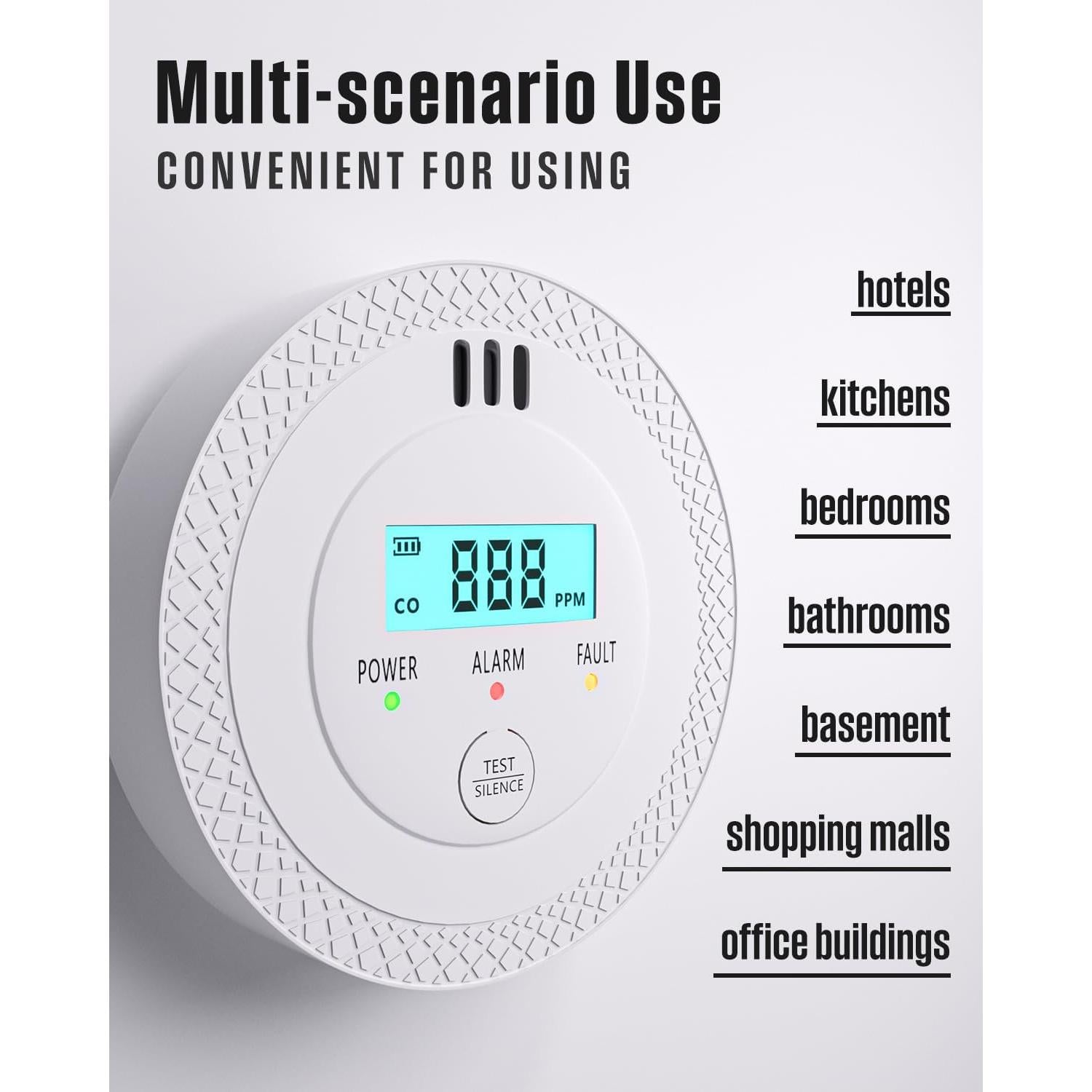 Detector de Monóxido de Carbono Baomeker PG-C06 Portátil con LCD