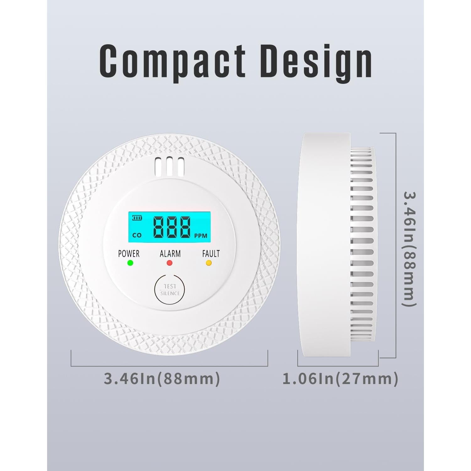 Detector de Monóxido de Carbono Baomeker PG-C06 Portátil con LCD