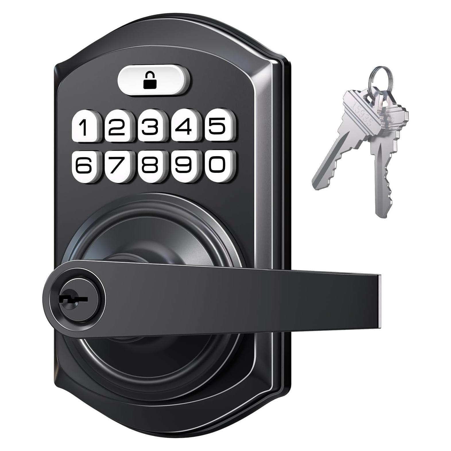 Cerradura Electrónica TEEHO TE004 con Teclado y Manija - Negro Mate