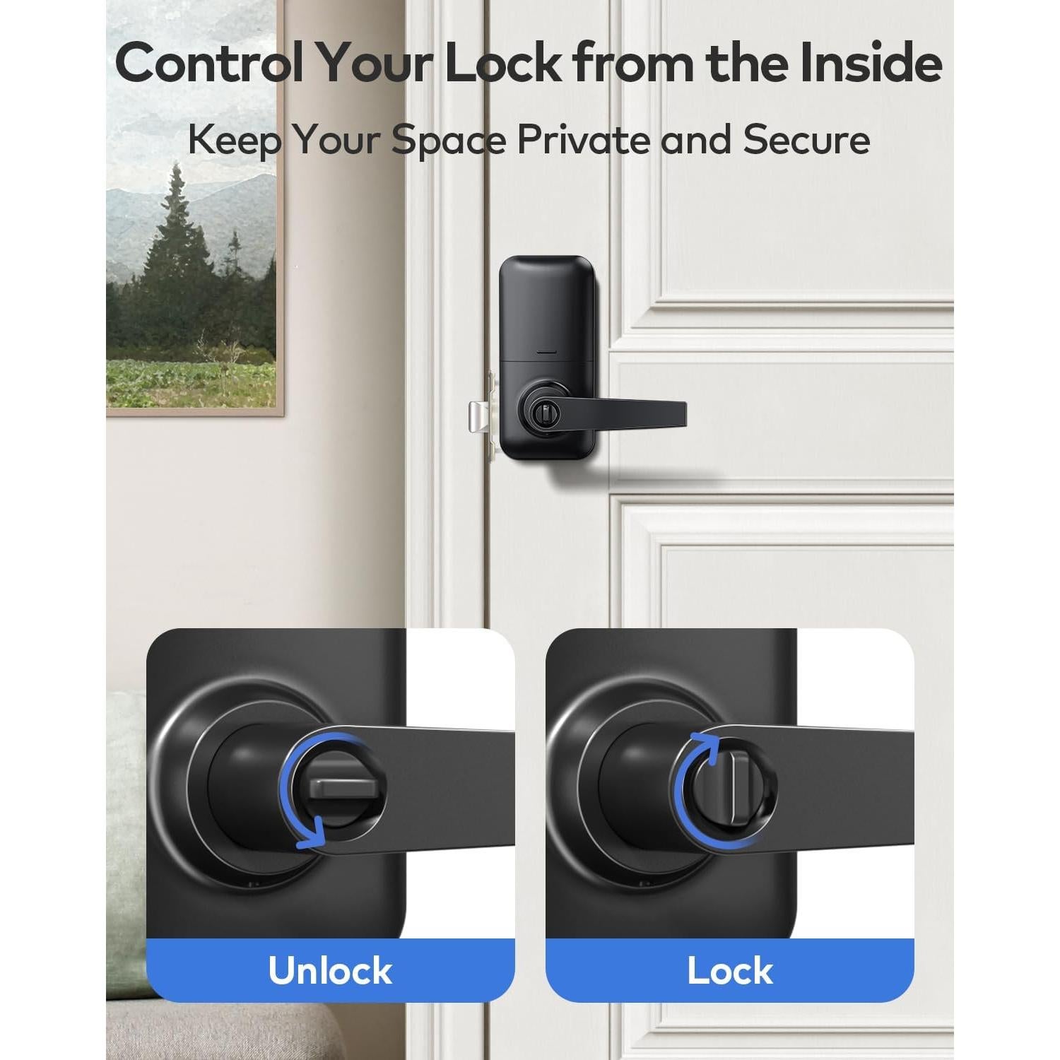Cerradura Electrónica TEEHO TE004 con Teclado y Manija - Negro Mate
