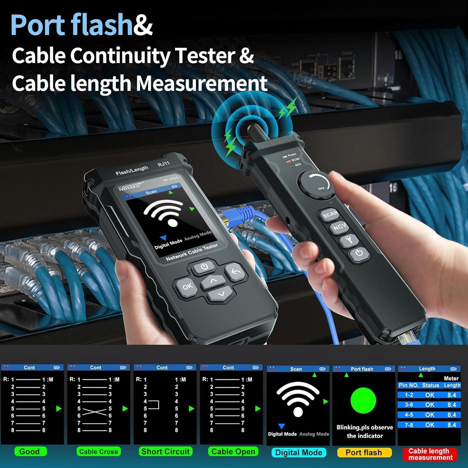 Probador de Cable de Red NOYAFA NF-8506 con Escaneo IP y TDR