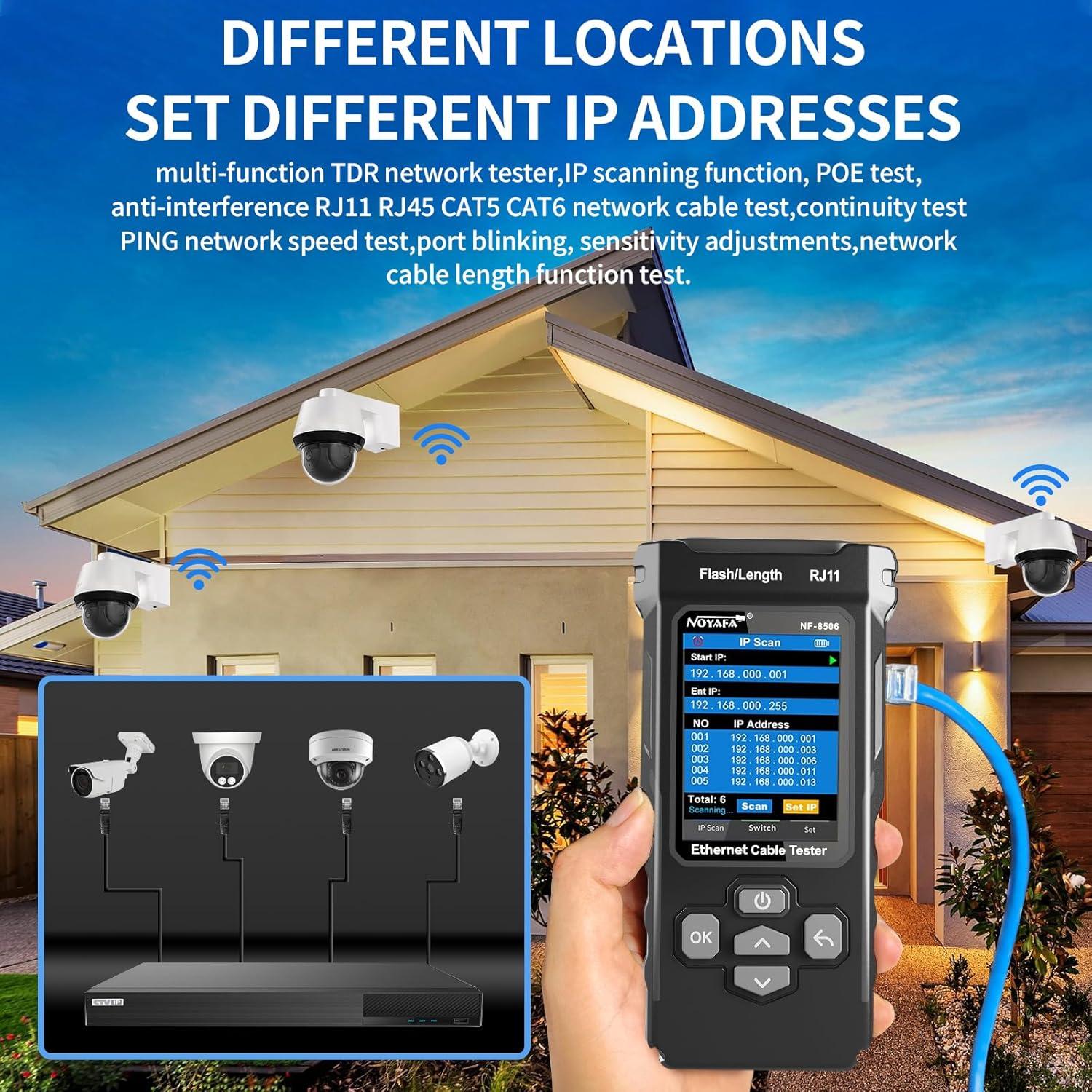 Probador de Cable de Red NOYAFA NF-8506 con Escaneo IP y TDR