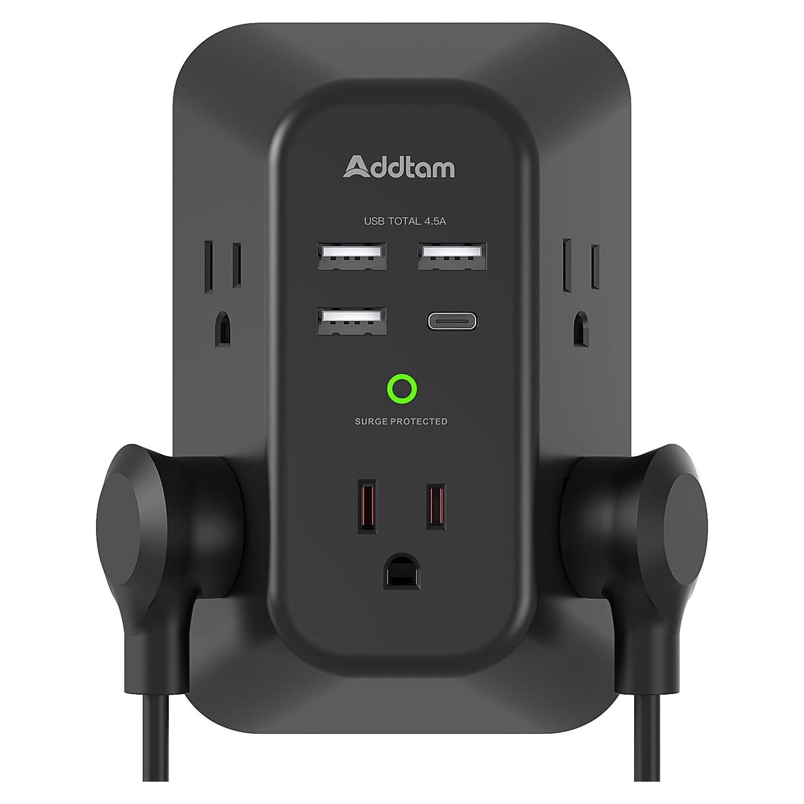 Extensor de Enchufe Addtam 5 Salidas 4 USB 1800J Protector