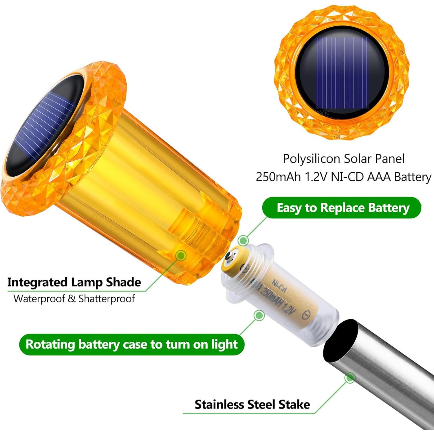 Luces Solares Naranjas DenicMic 10 LED para Jardín Exterior