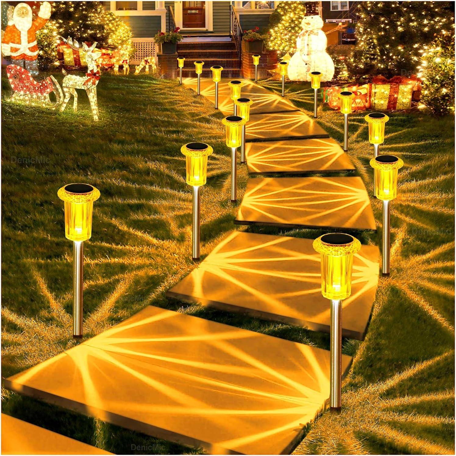 Luces Solares Naranjas DenicMic 10 LED para Jardín Exterior