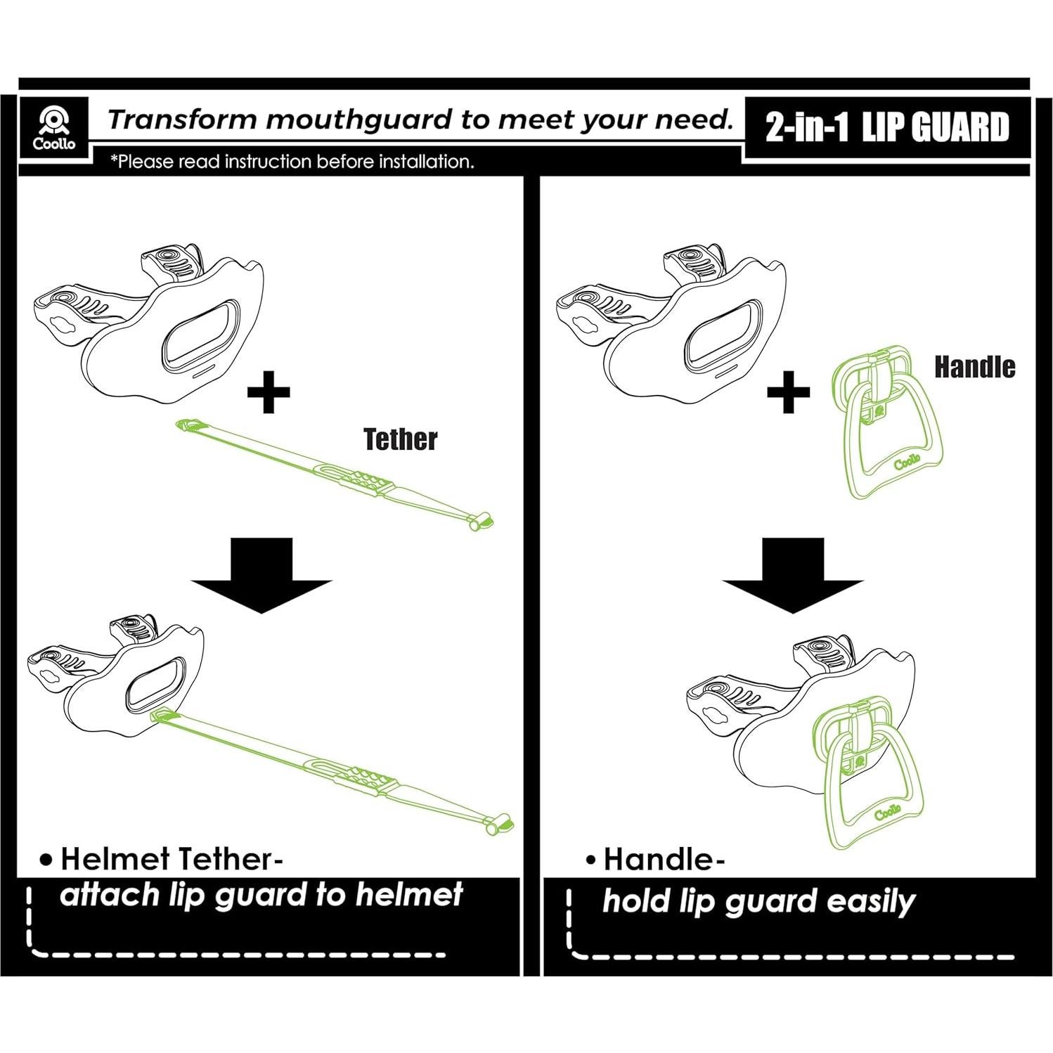 Protector Bucal 2-en-1 Coollo Sports para Fútbol Adultos y Jóvenes