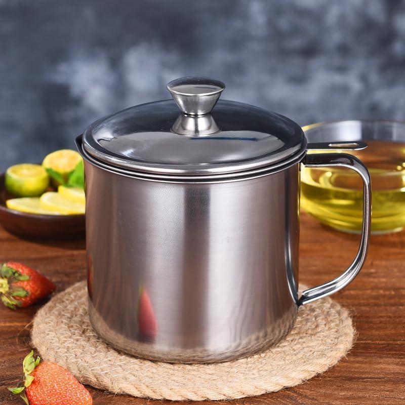Contenedor de Grasa 1L HCXCQLSUY con Colador y Tapa Antideslizante