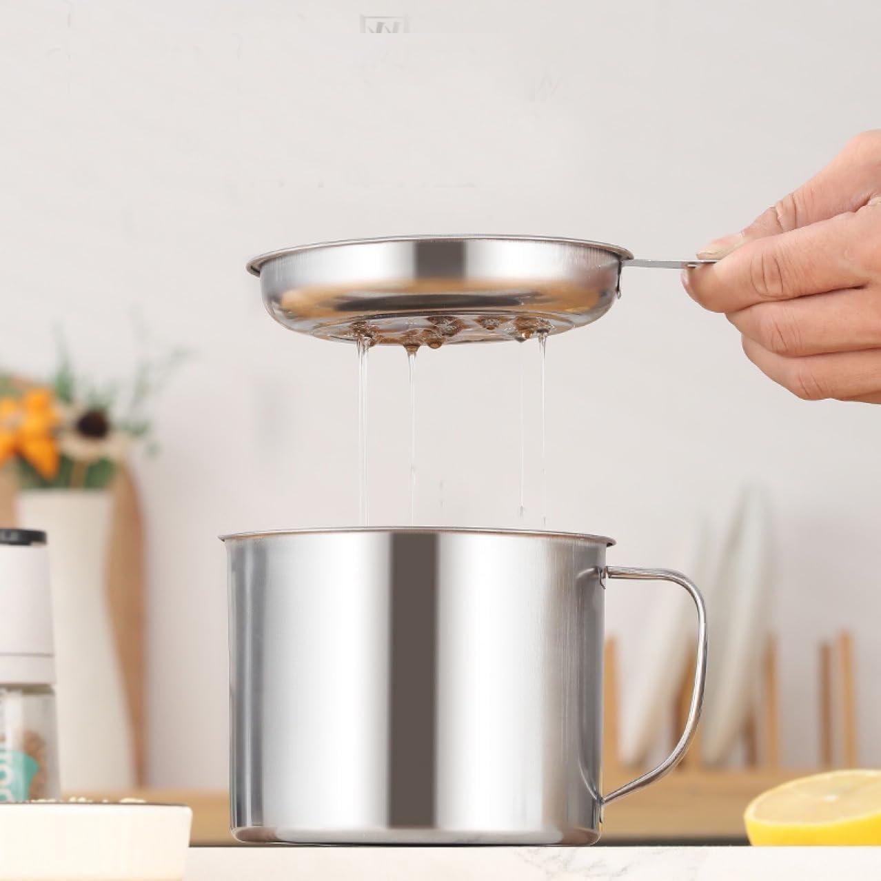 Contenedor de Grasa 1L HCXCQLSUY con Colador y Tapa Antideslizante