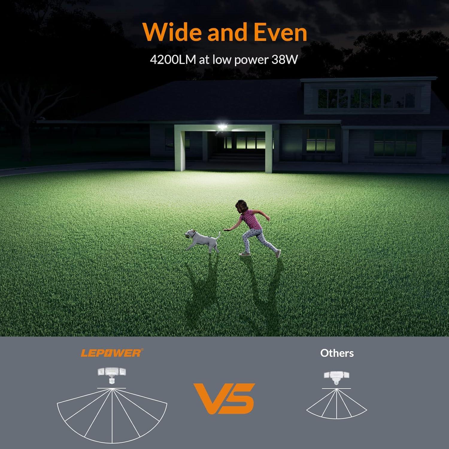 Luz de Seguridad LED LEPOWER 38W con Sensor Movimiento IP65