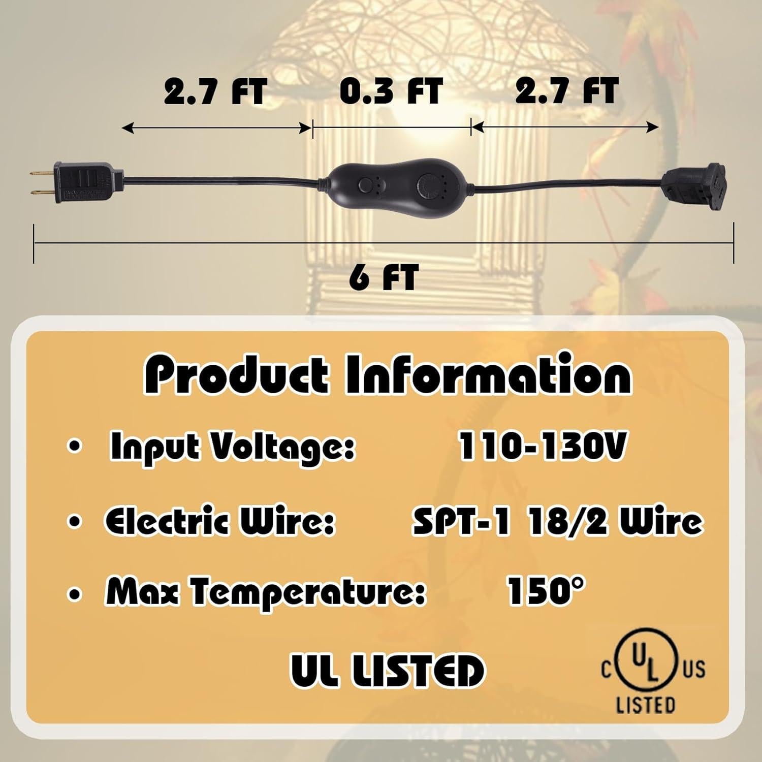 Atenuador Enchufable Leymays 150W Negro con Temporizador