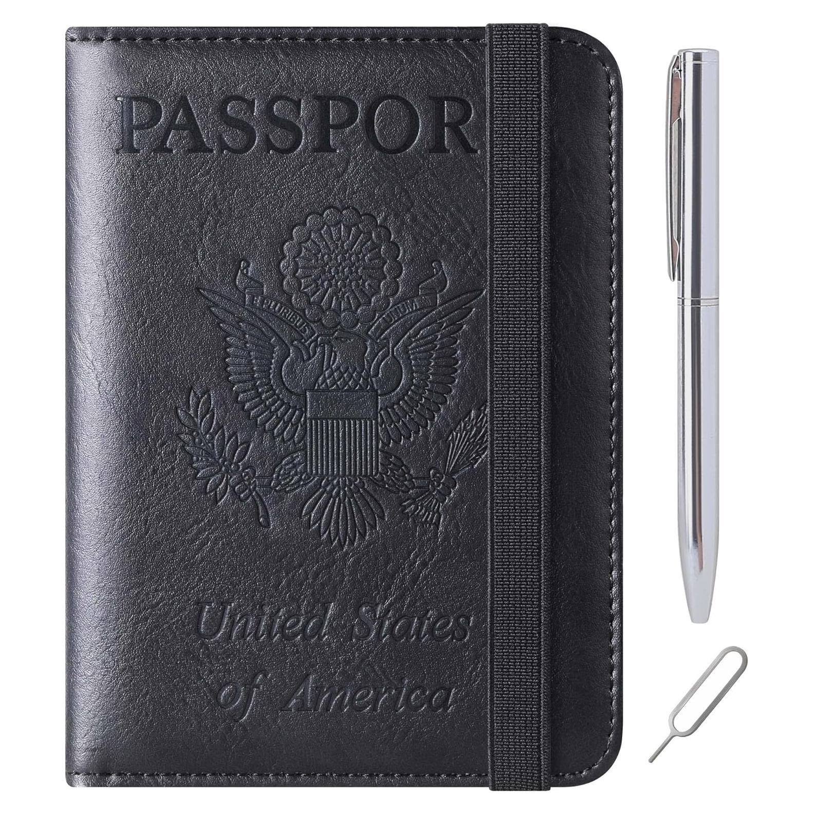 Funda de Pasaporte LOHASLIFE Negra con Bloqueo RFID y Regalo