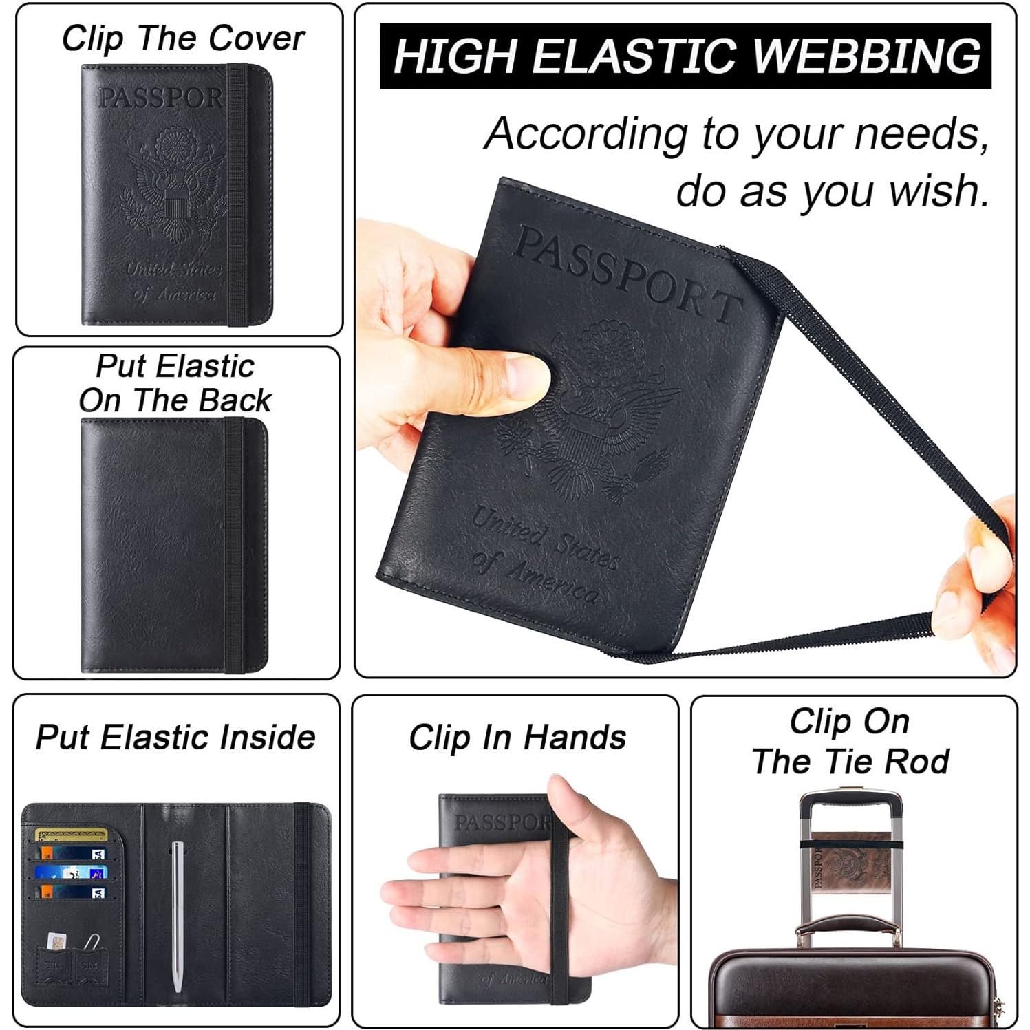 Funda de Pasaporte LOHASLIFE Negra con Bloqueo RFID y Regalo