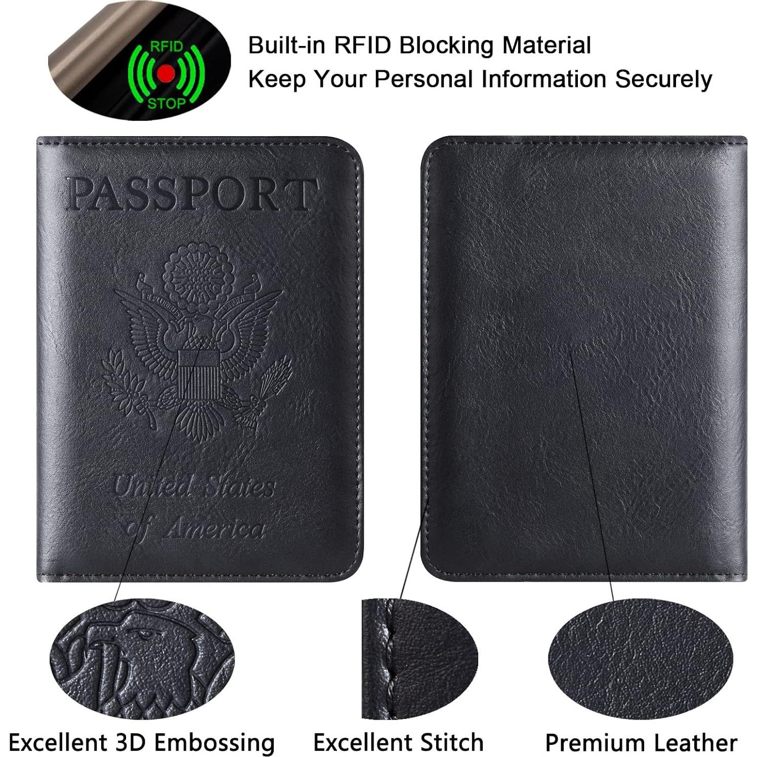 Funda de Pasaporte LOHASLIFE Negra con Bloqueo RFID y Regalo