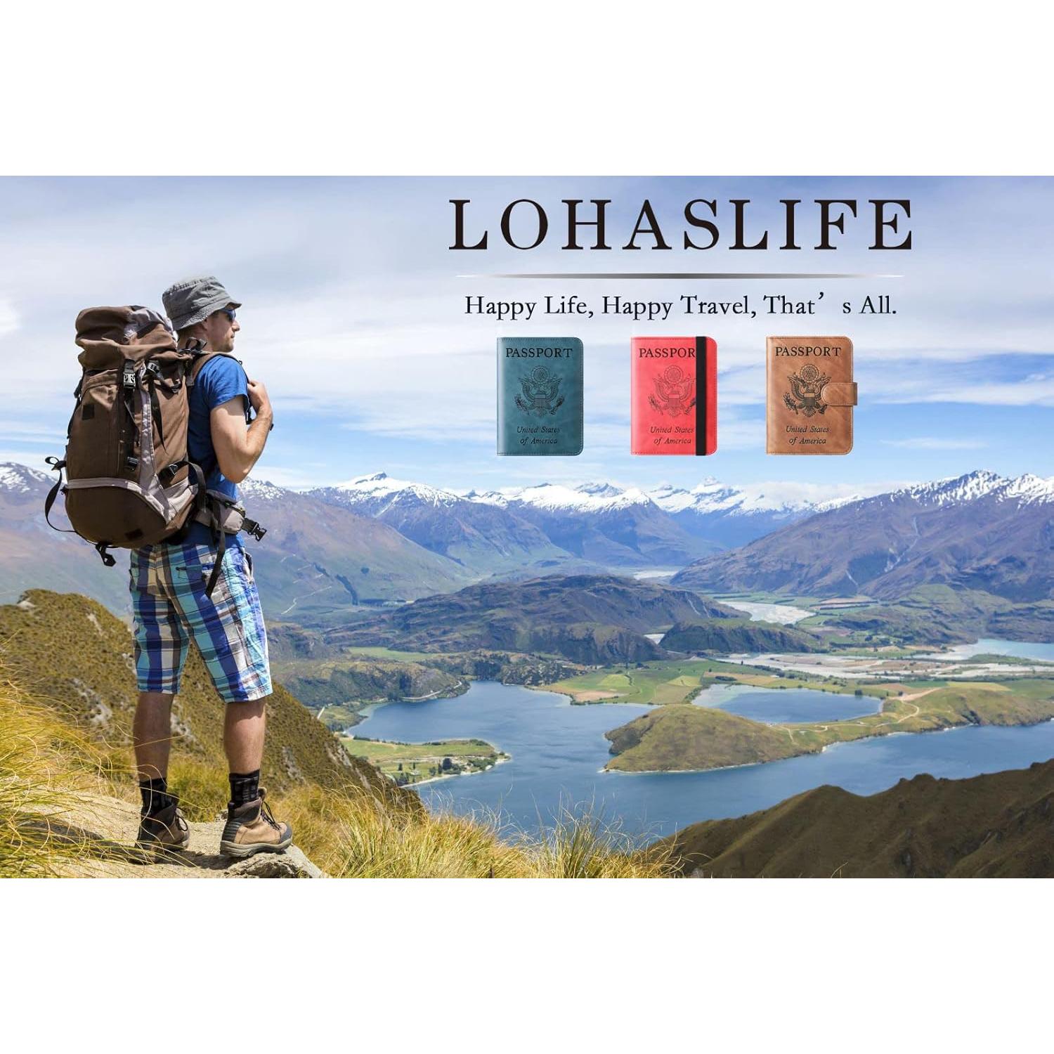 Funda de Pasaporte LOHASLIFE Negra con Bloqueo RFID y Regalo