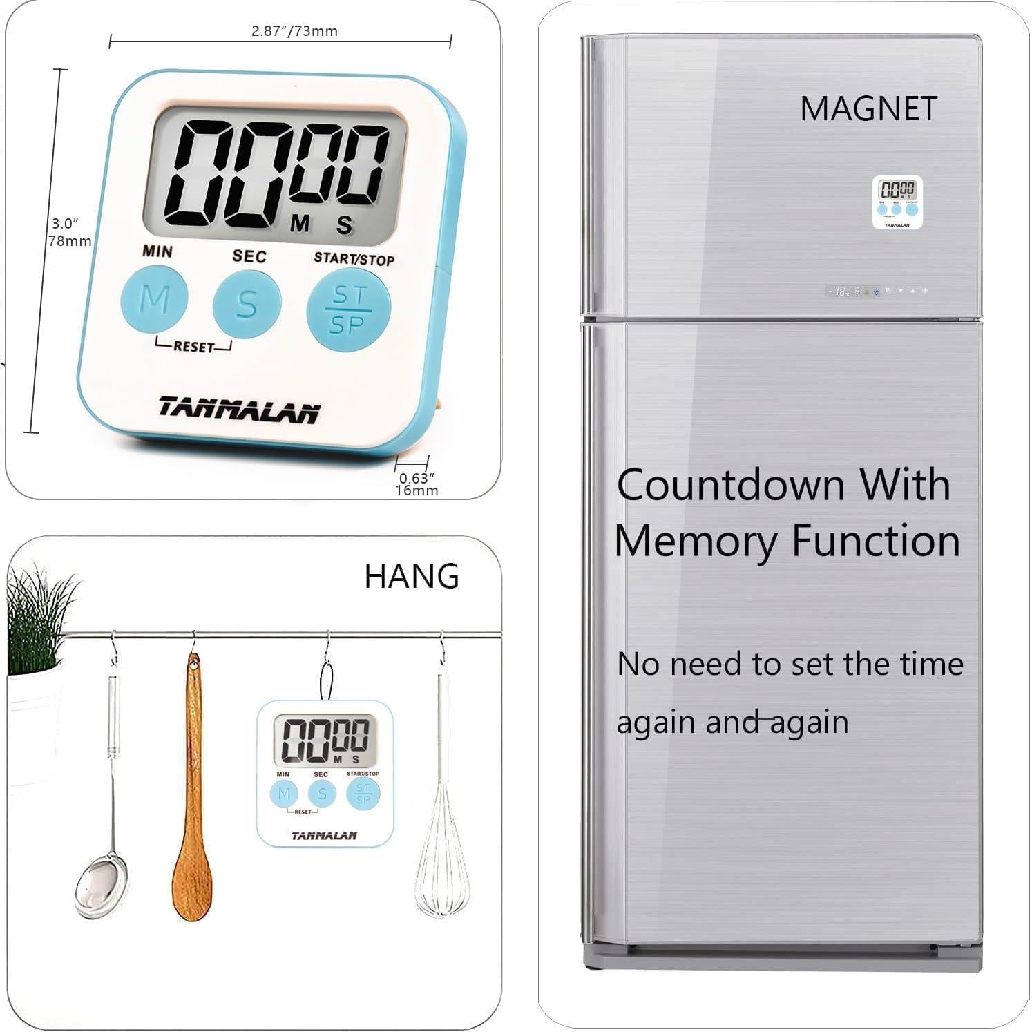 Temporizador de Cocina Tanmalan con Alarma Fuerte y Pantalla Grande