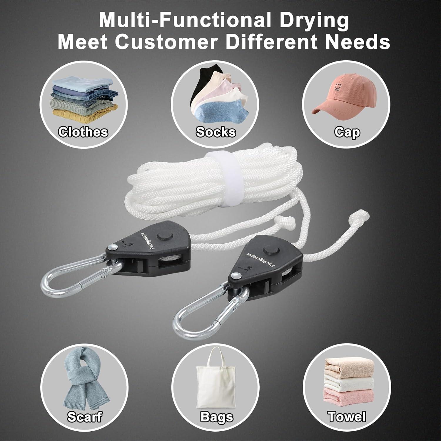 Cuerda de Ropa Retráctil Packgoape 5.8m para Camping y Hogar