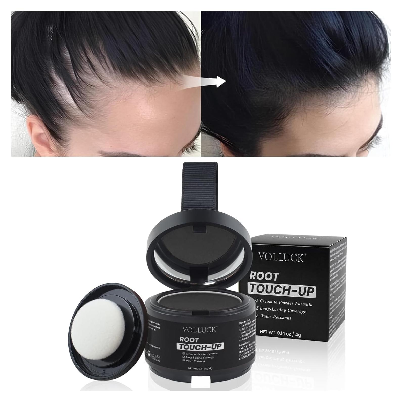Polvo de Cabello VOLLUCK Instantáneo Negro - Cubre Raíces Grises