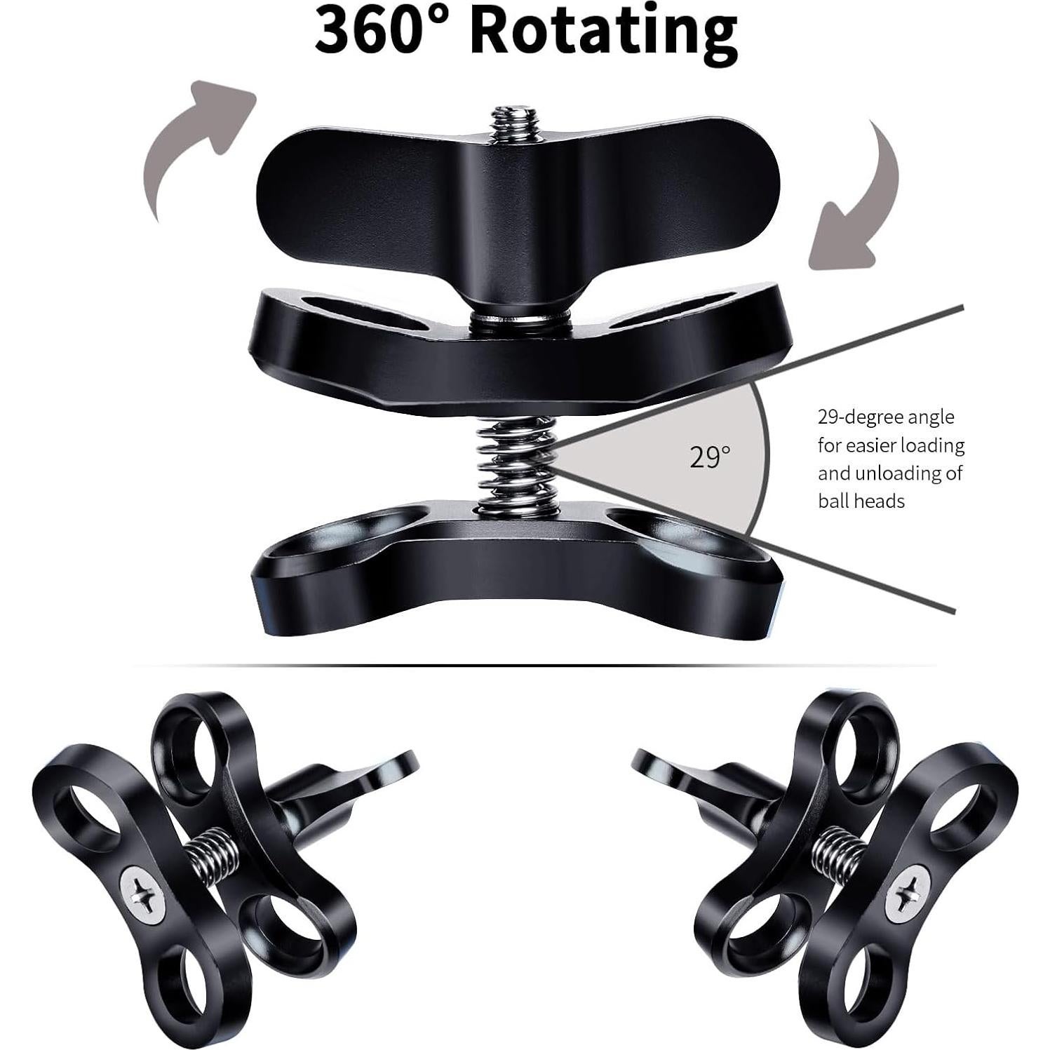 Soporte de cámara submarina LetonPower con 2 agujeros 25mm