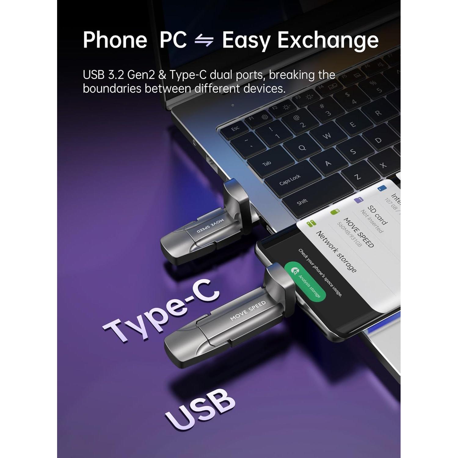 Unidad Flash SSD MOVE SPEED Vpro 128GB USB 3.2 Gen2 Tipo C