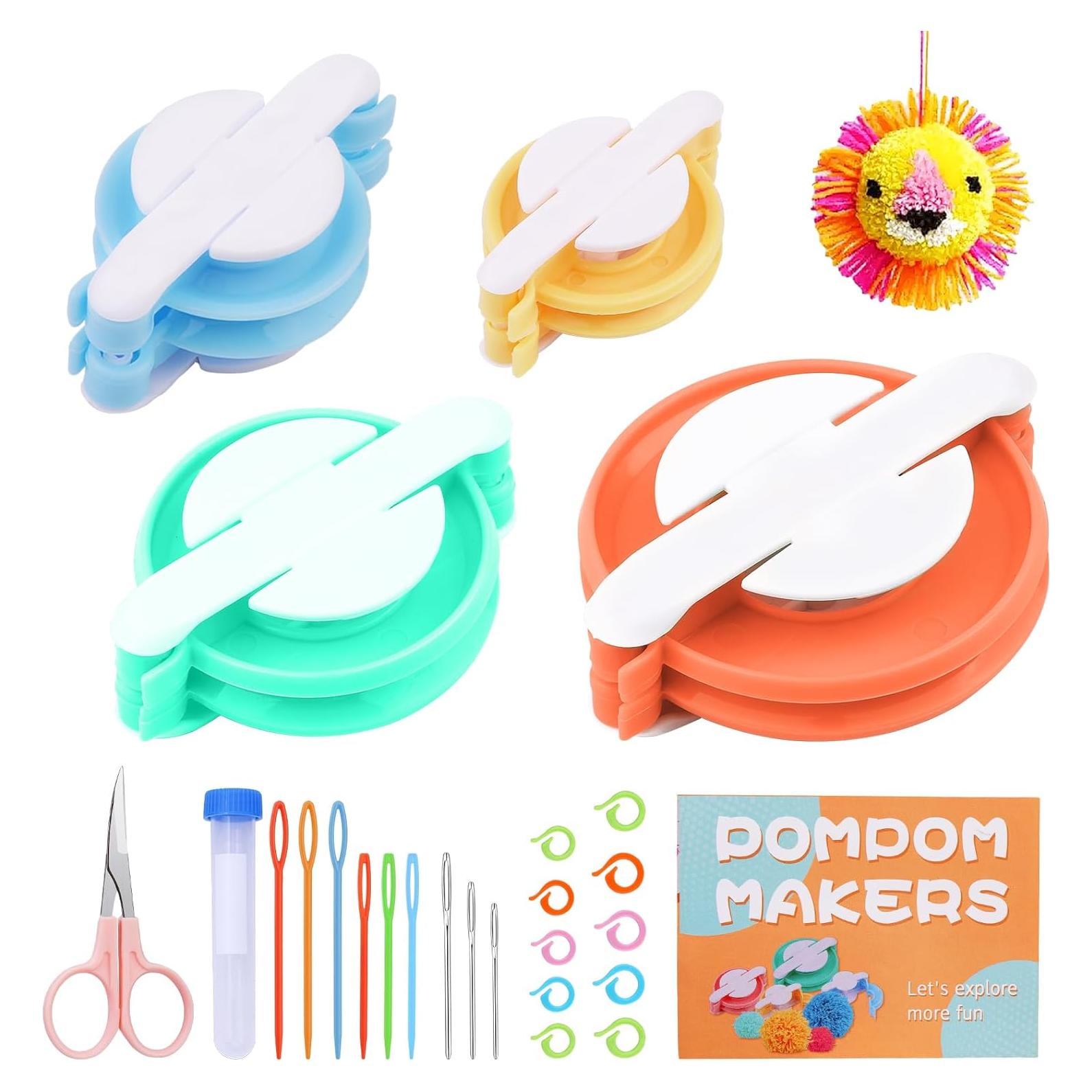Kit Hacedor de Pompones FTEVEN 27 Piezas 4 Tamaños