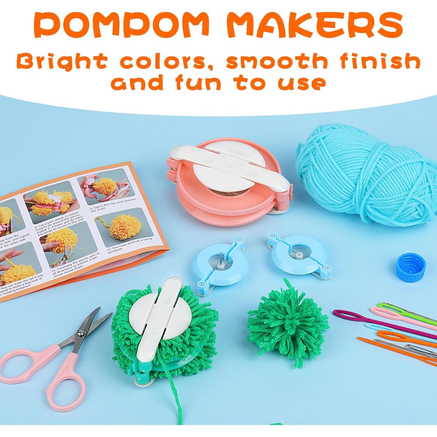 Kit Hacedor de Pompones FTEVEN 27 Piezas 4 Tamaños