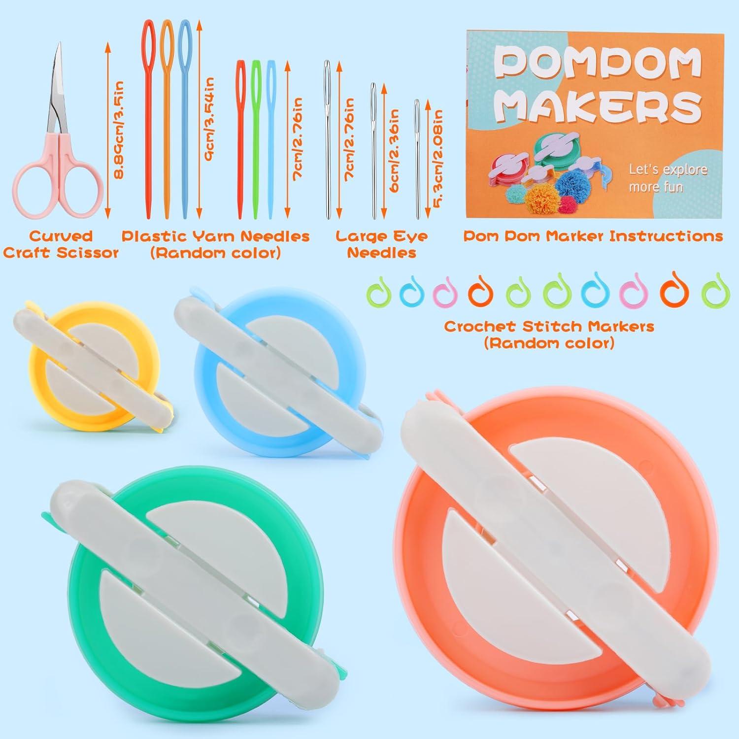 Kit Hacedor de Pompones FTEVEN 27 Piezas 4 Tamaños