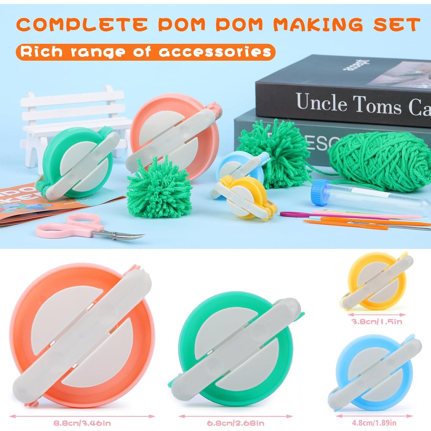 Kit Hacedor de Pompones FTEVEN 27 Piezas 4 Tamaños