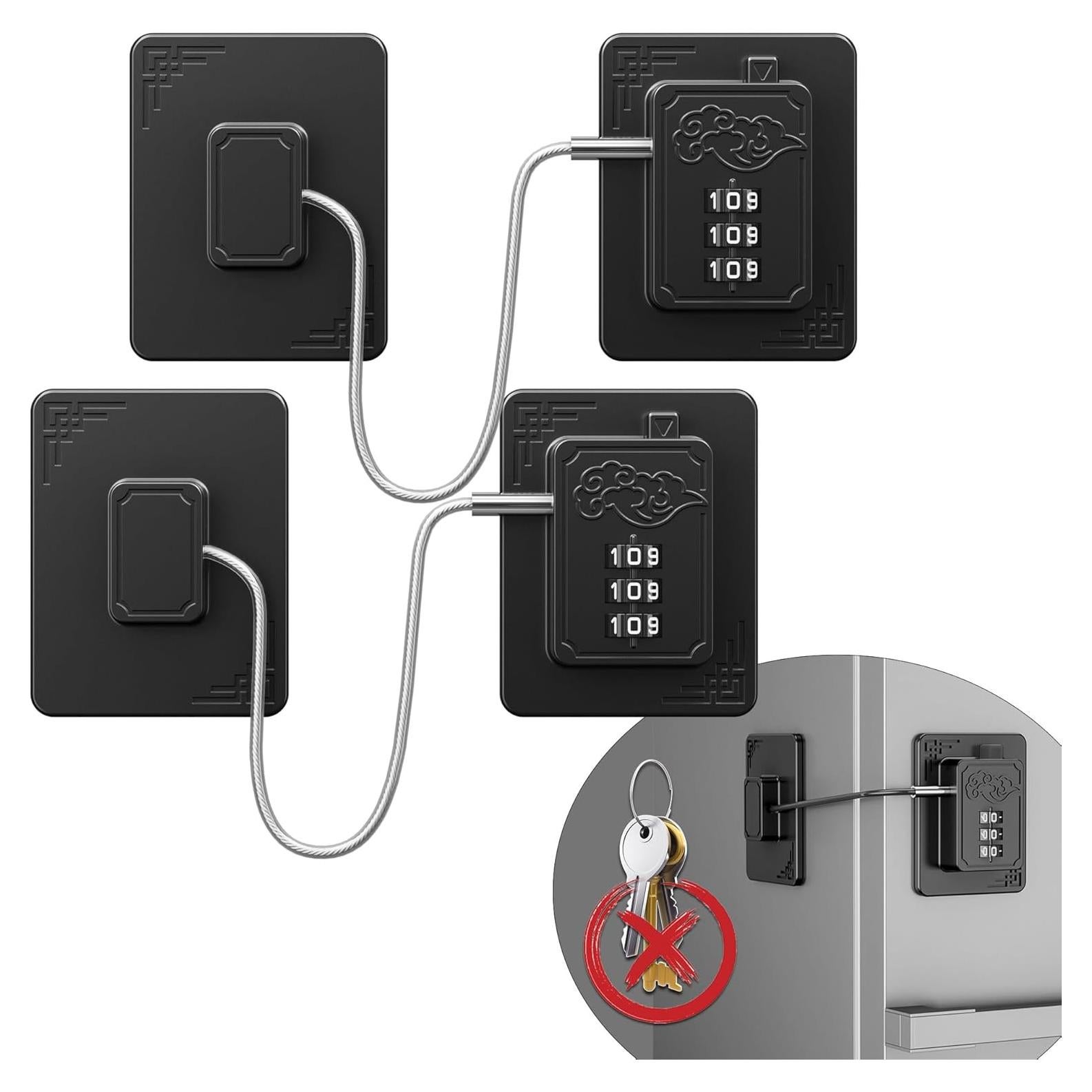 Cerraduras de Seguridad para Refrigerador Lexng - 2 Piezas, Código 3 Dígitos, Negro