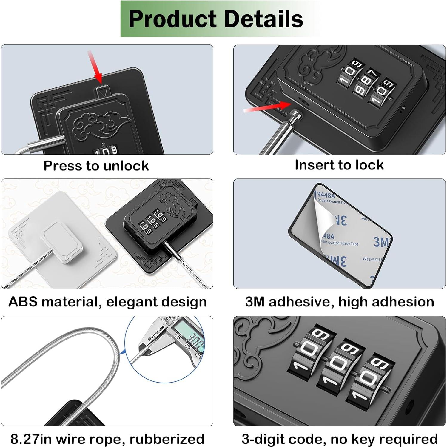 Cerraduras de Seguridad para Refrigerador Lexng - 2 Piezas, Código 3 Dígitos, Negro