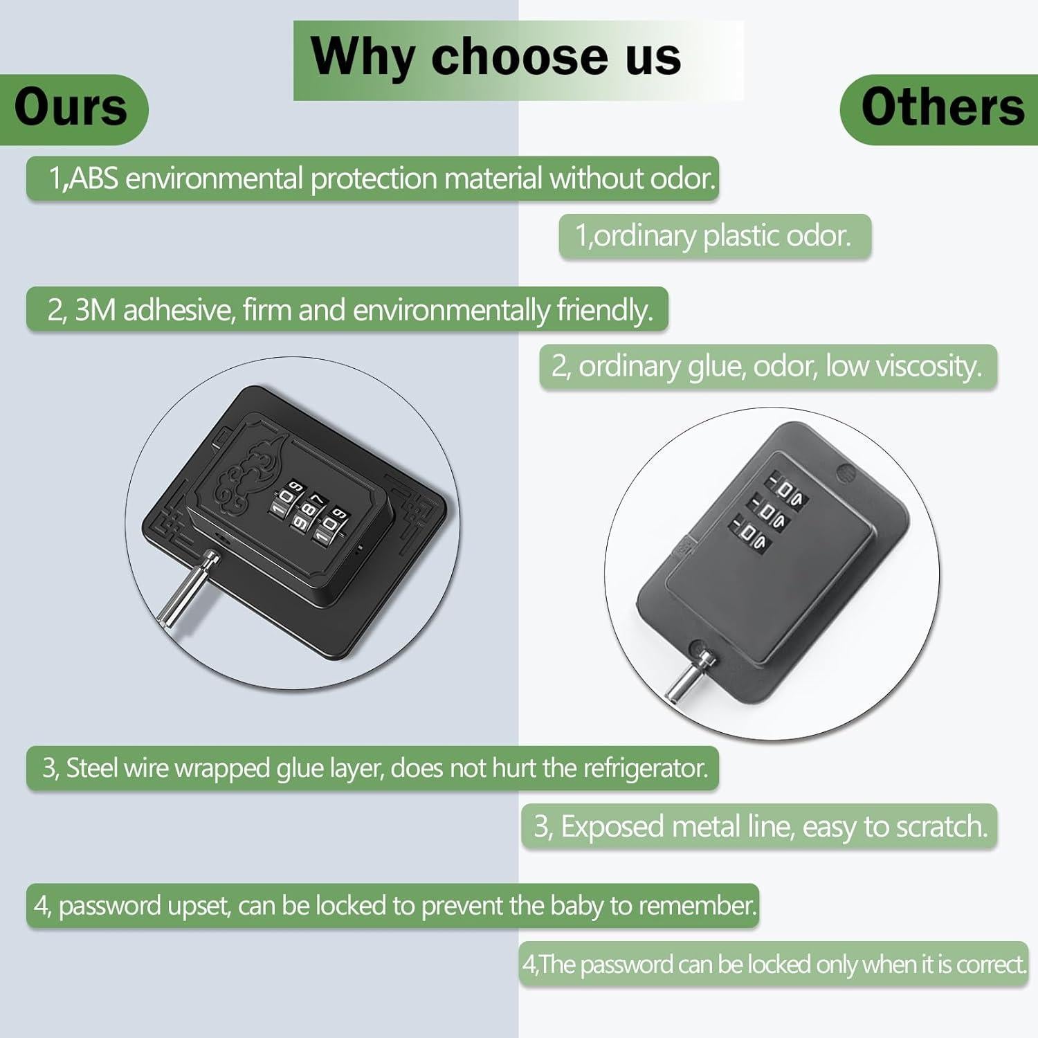 Cerraduras de Seguridad para Refrigerador Lexng - 2 Piezas, Código 3 Dígitos, Negro