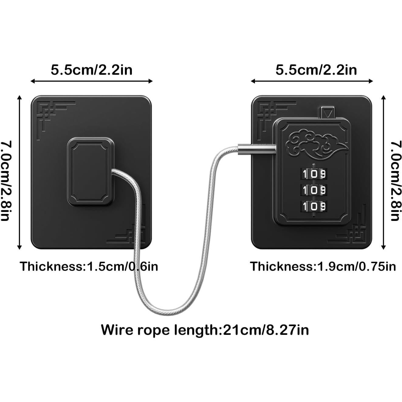Cerraduras de Seguridad para Refrigerador Lexng - 2 Piezas, Código 3 Dígitos, Negro