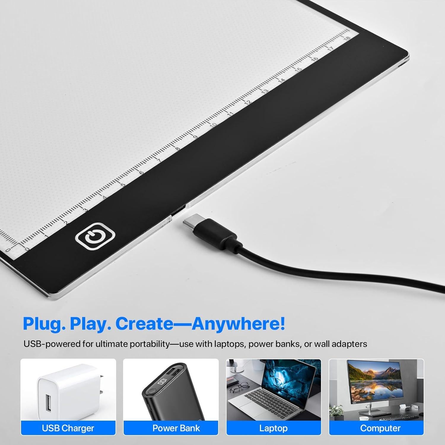 Caja de Luz LED A4 WELLFAR Ultra Fina Ajustable USB 30x20cm