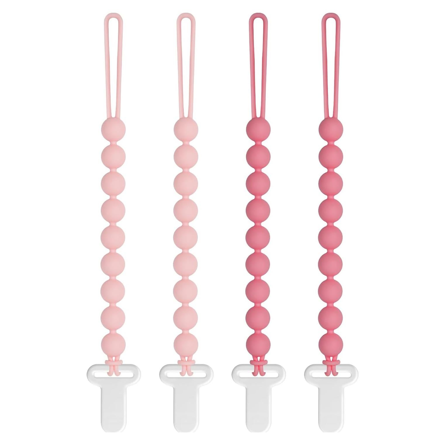 Clip de Chupete Rosa B Draklary - Paquete de 4 Silicona 23 cm