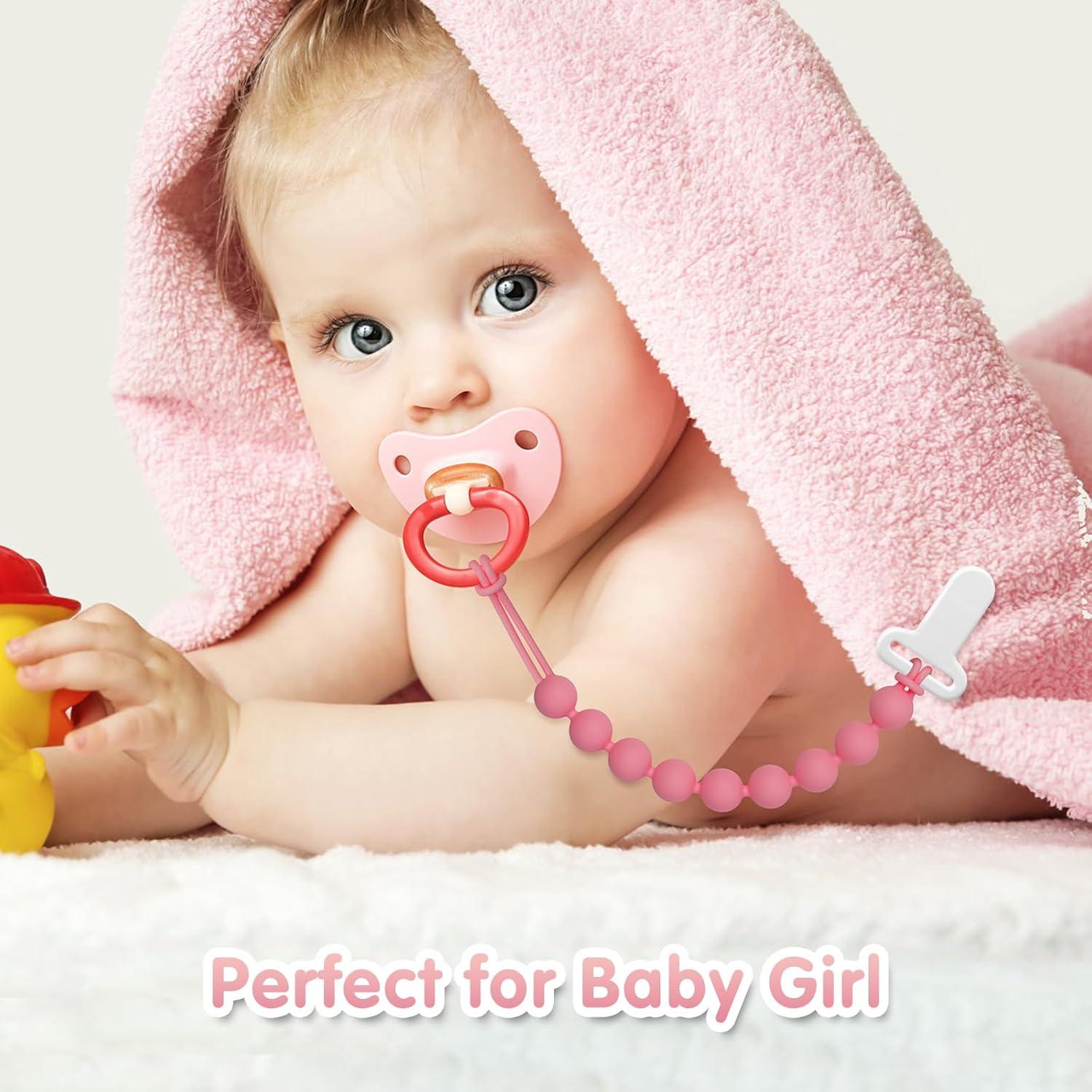 Clip de Chupete Rosa B Draklary - Paquete de 4 Silicona 23 cm