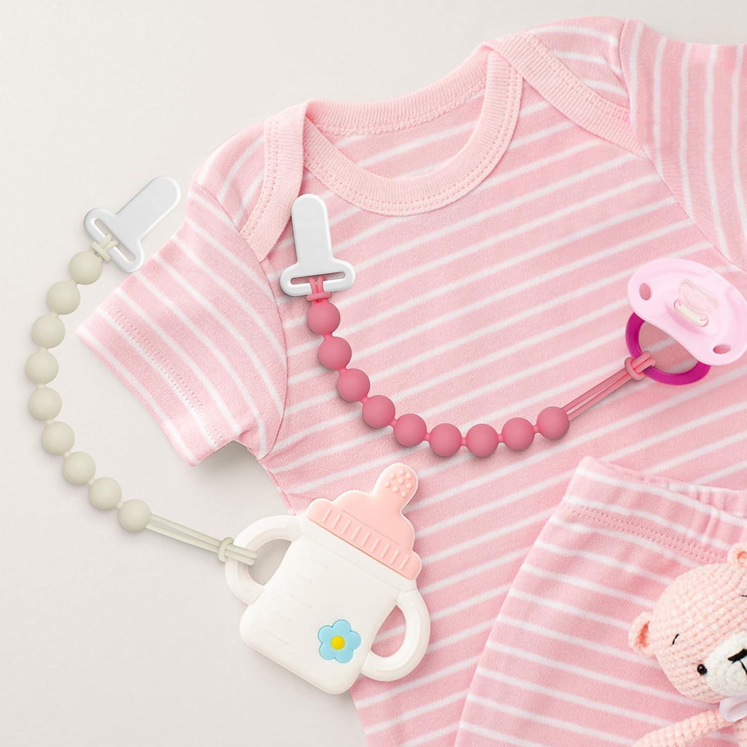 Clip de Chupete Rosa B Draklary - Paquete de 4 Silicona 23 cm