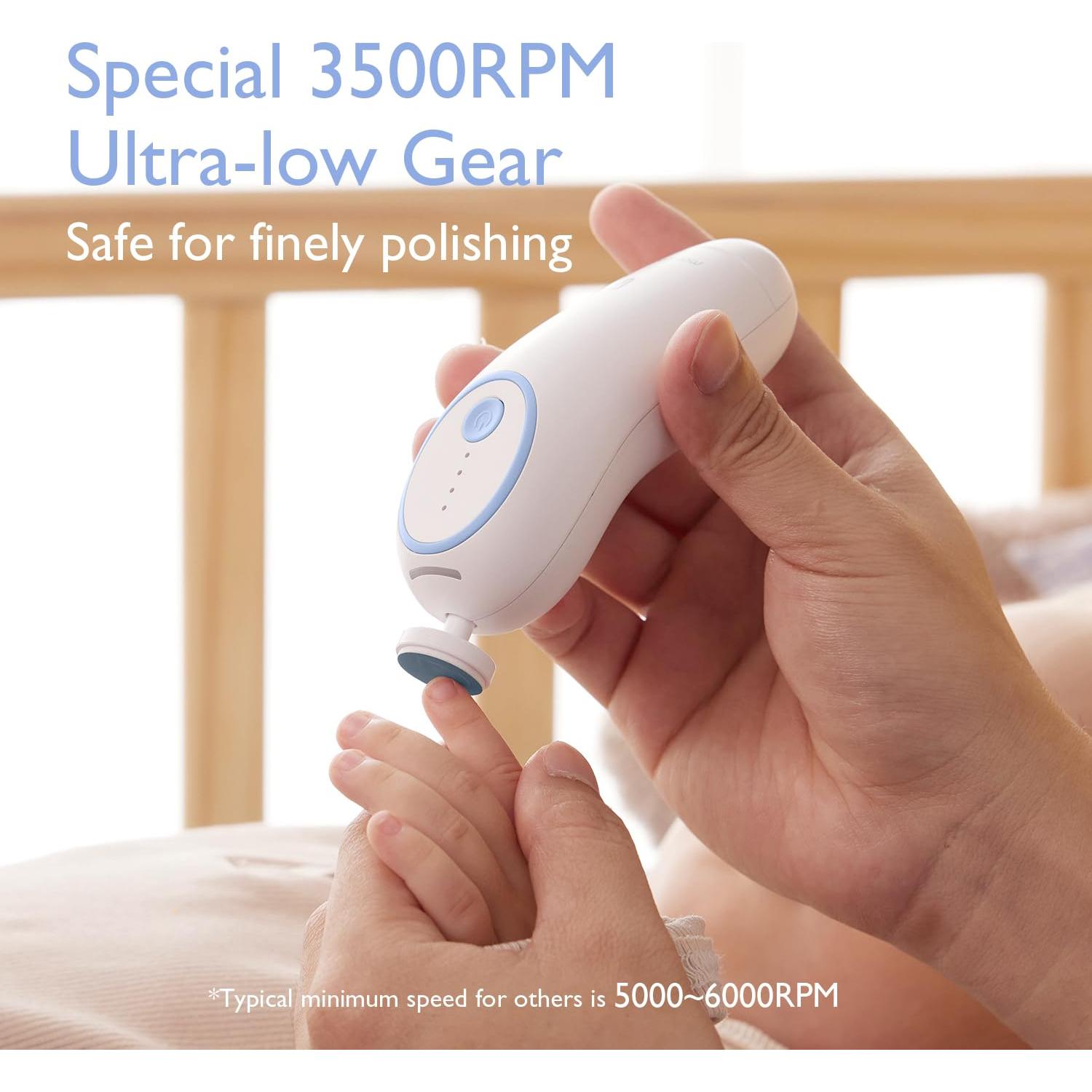 Lima de Uñas Eléctrica Momcozy para Bebés - Recargable, Azul