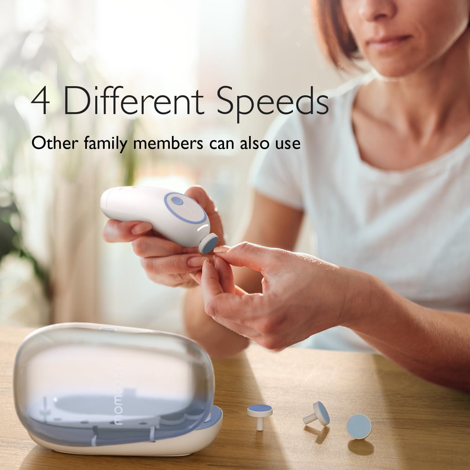 Lima de Uñas Eléctrica Momcozy para Bebés - Recargable, Azul