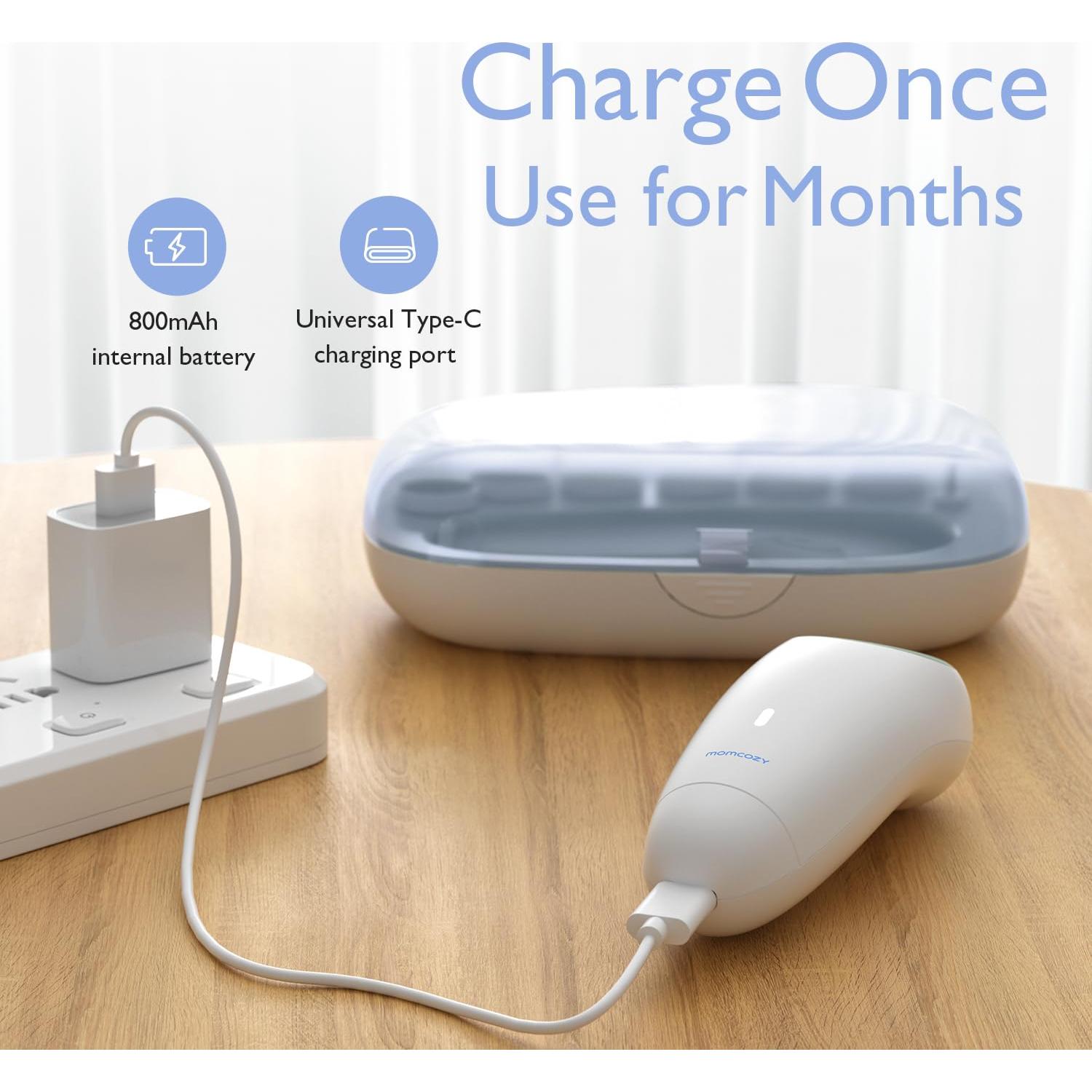 Lima de Uñas Eléctrica Momcozy para Bebés - Recargable, Azul