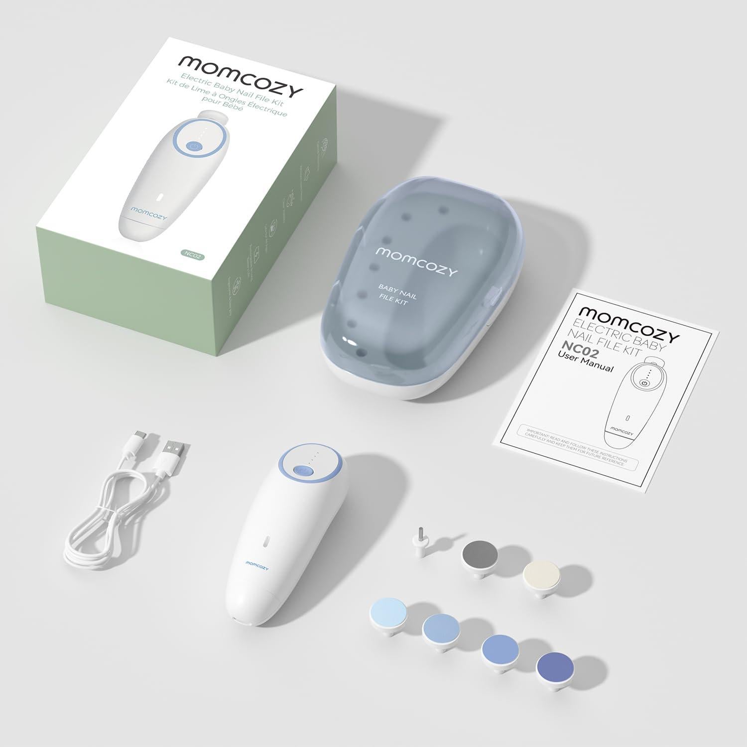 Lima de Uñas Eléctrica Momcozy para Bebés - Recargable, Azul