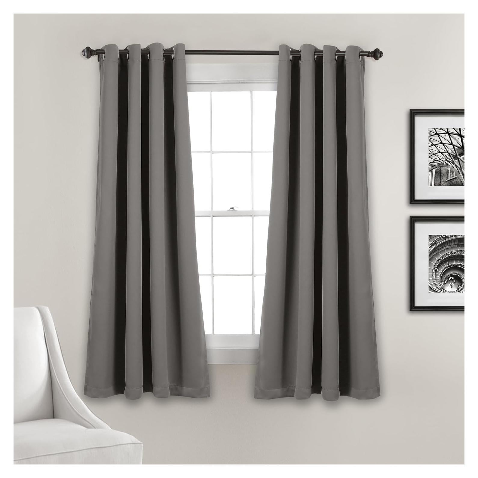 Paneles de Cortina Blackout Lush Decor 132x160 cm Gris Oscuro