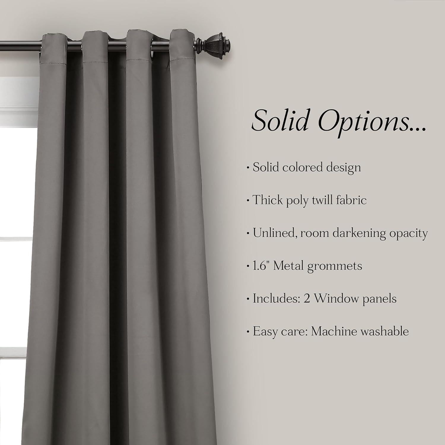 Paneles de Cortina Blackout Lush Decor 132x160 cm Gris Oscuro