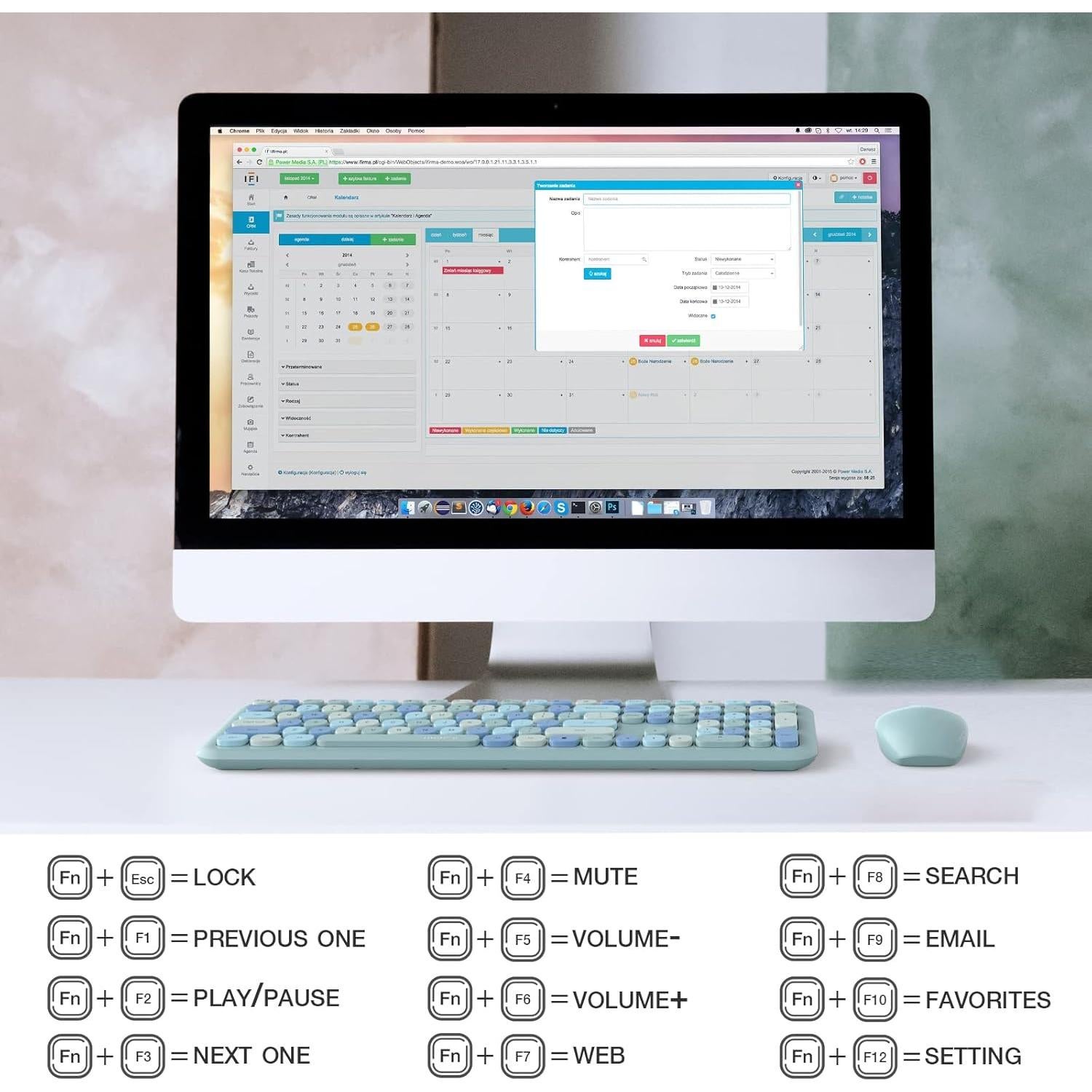 MOFII Wireless Keyboard and Mouse Combo, 2.4G Slim Full-Sized Ergonomic Keyboard Mouse for PC Desktop Laptops Windows (Blue Colorful)