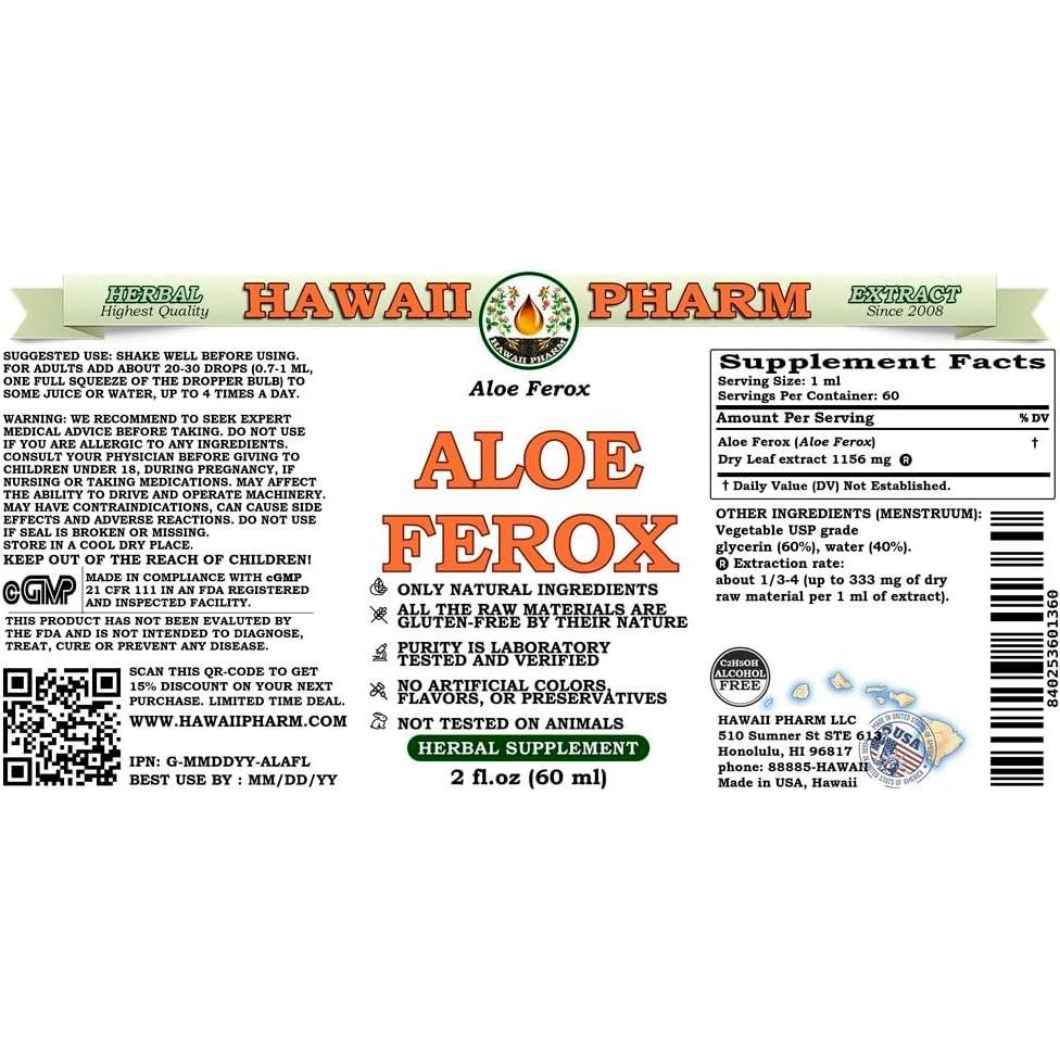 Extracto Líquido de Aloe Ferox Sin Alcohol 59.15 ml - HawaiiPharm